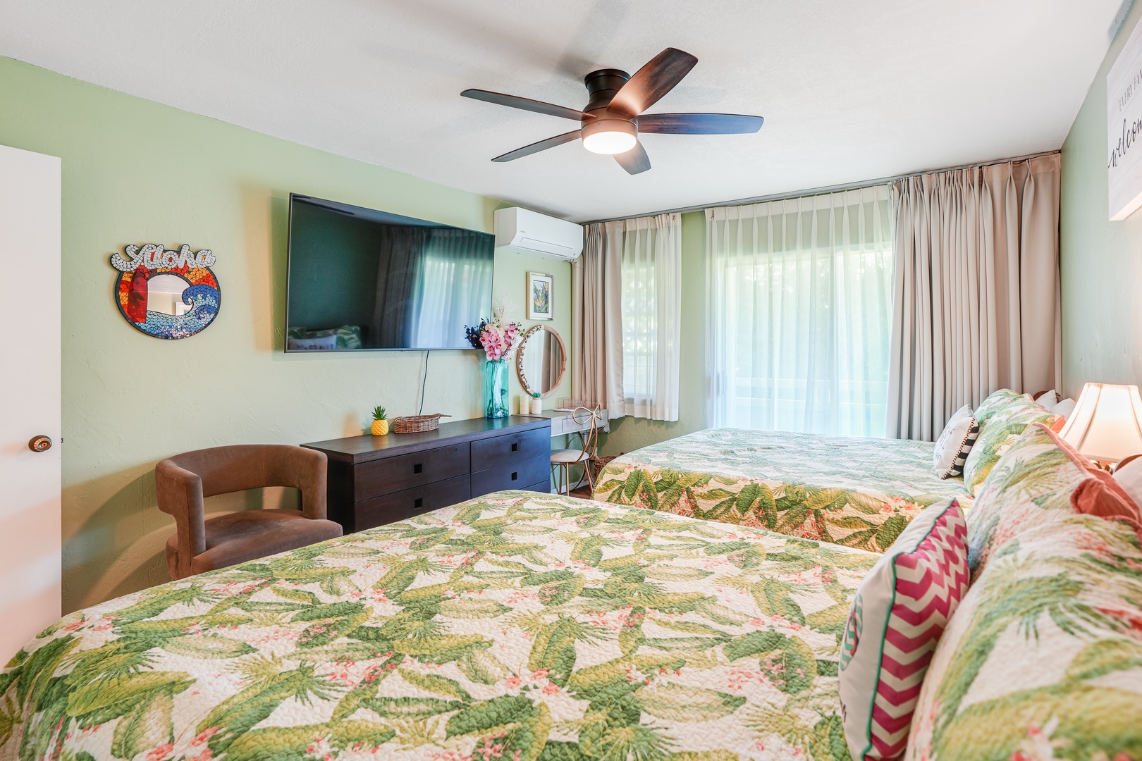 Kapaa Vacation Rentals, Nani Hale - Wake up to soft morning light through sliding glass doors that lead to the private patio and gardens beyond.