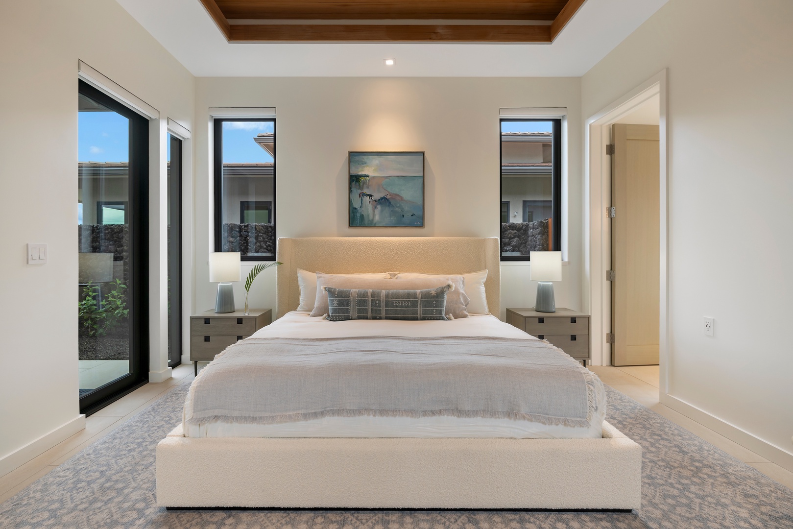 Kamuela Vacation Rentals, 6BD Mauna Lani Lux Golf Estate (6) at One Ocean - Clean lines, soft textures, and thoughtful design come together to create a serene retreat in the Guest Suite (Bedroom #3)