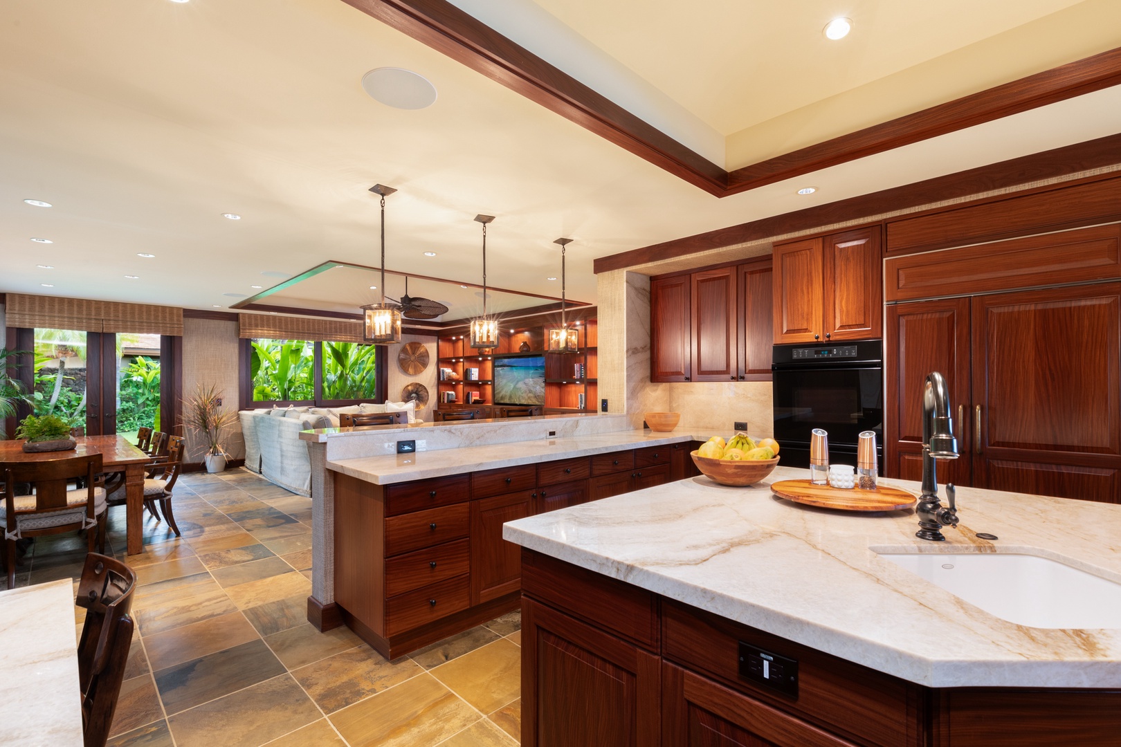 Kailua Kona Vacation Rentals, 5BD Ke Alaula Estate (144) at Hualalai Resort - Gourmet kitchen with quartzite counters, premium appliances, and walk-in pantry.