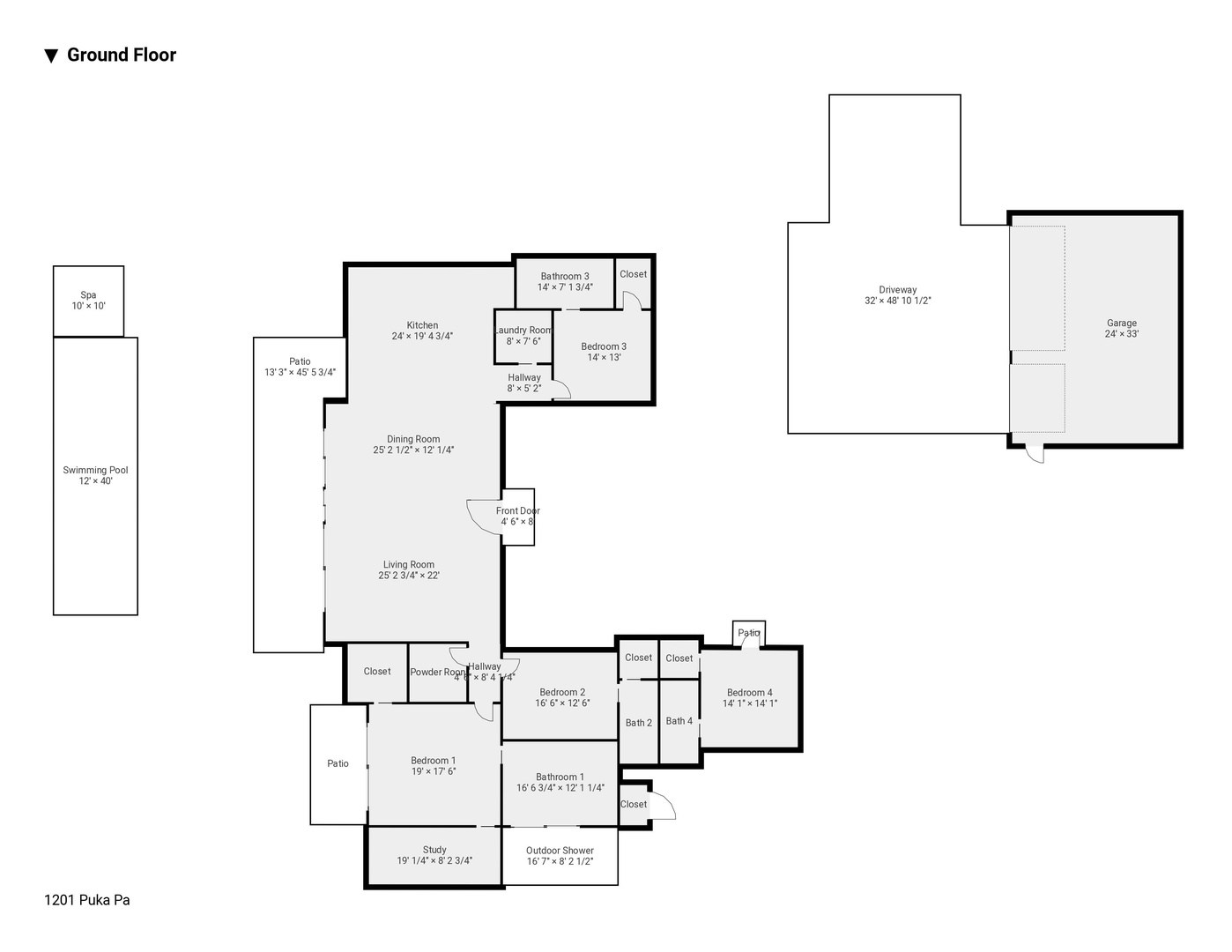 Kailua Kona Vacation Rentals, 4BR Luxury Puka Pa Estate (1201) at Four Seasons Resort at Hualalai - Floor Plan