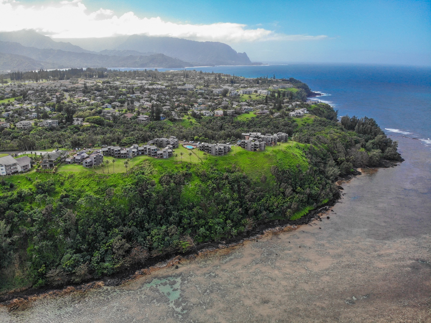 Princeville Vacation Rentals, Sealodge Villa H5 - Hanalei in the distance