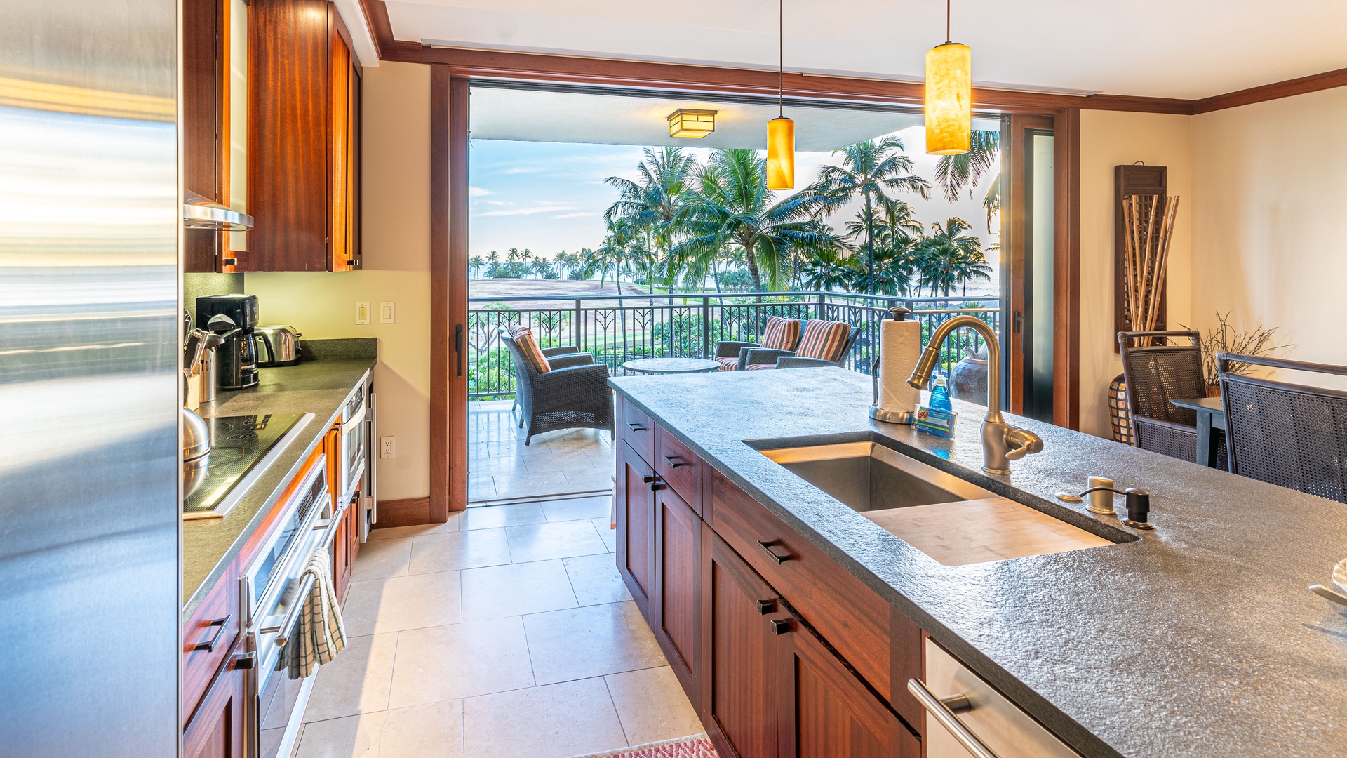 Kapolei Vacation Rentals, Ko Olina Beach Villas B301 - The best view a chef could dream of from the kitchen.