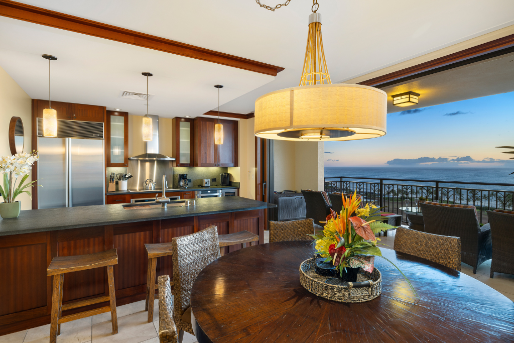 Kapolei Vacation Rentals, Ko Olina Beach Villas O1404 - The lanai pocket doors open up to seamless indoor outdoor living.