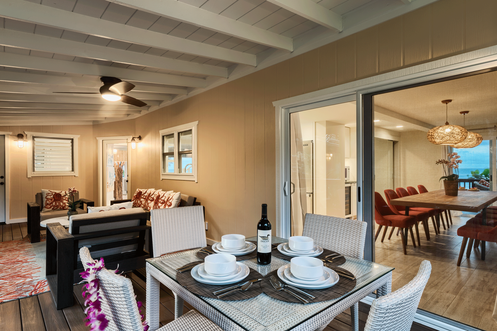 Hanalei Vacation Rentals, Haena Beach House TVNC#1258 - Outdoor covered lanai.