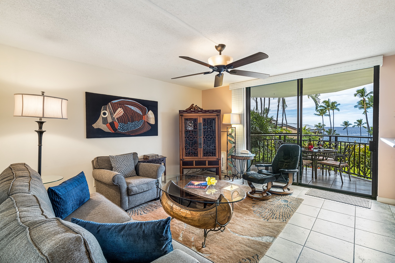 Kailua Kona Vacation Rentals, Kona Makai 4104 - Spacious living room with high-end touches.