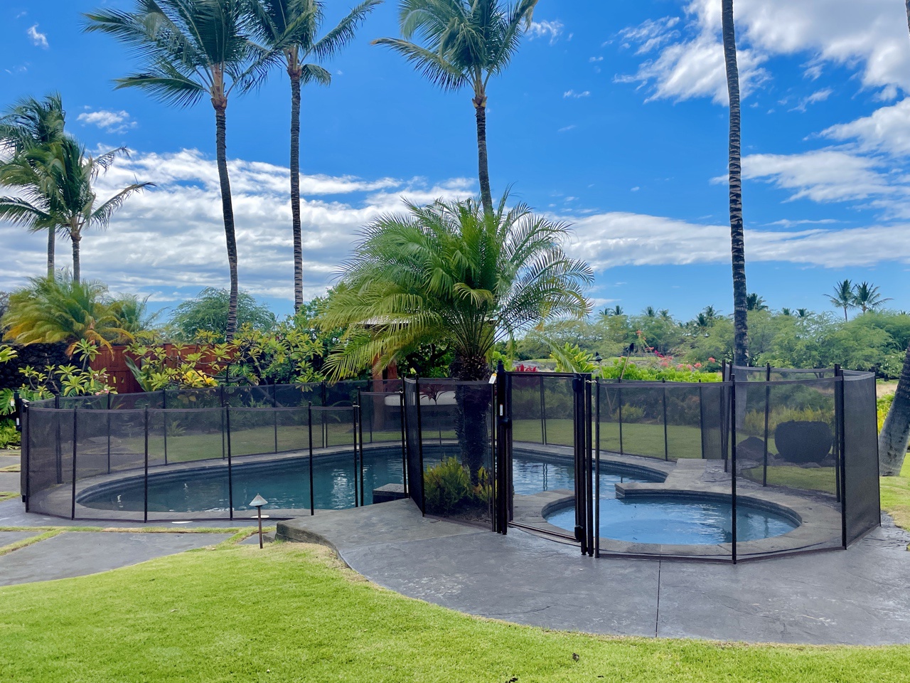 Kailua Kona Vacation Rentals, 4BD Kahikole Street (218) Estate Home at Four Seasons Resort at Hualalai - View of the pool & spa with a Child Safety Fence that can be set-up upon request (Set-Up Fee Applies) Golf cart photo