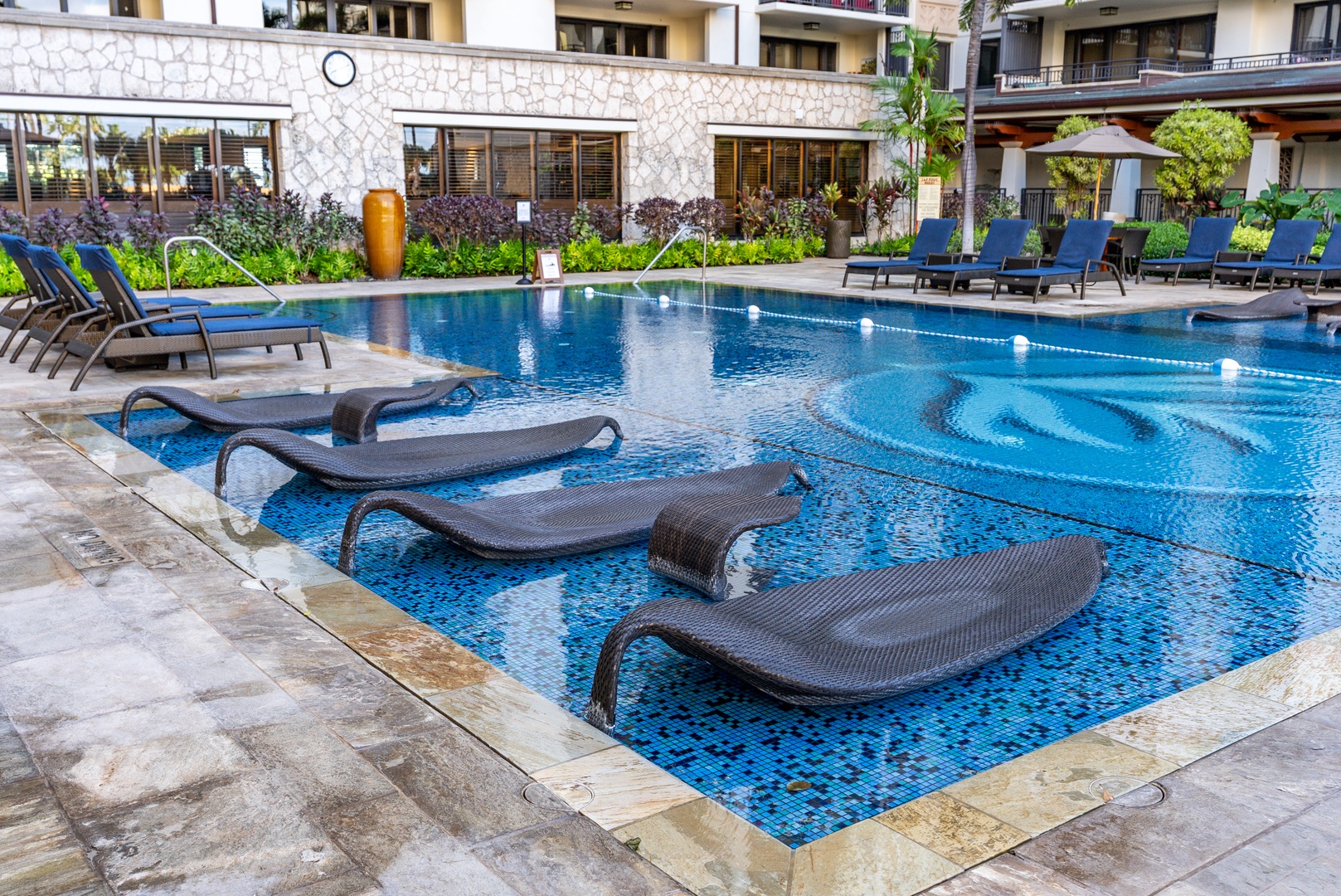 Float a shallow-water lounger in the pool without leaving the water.