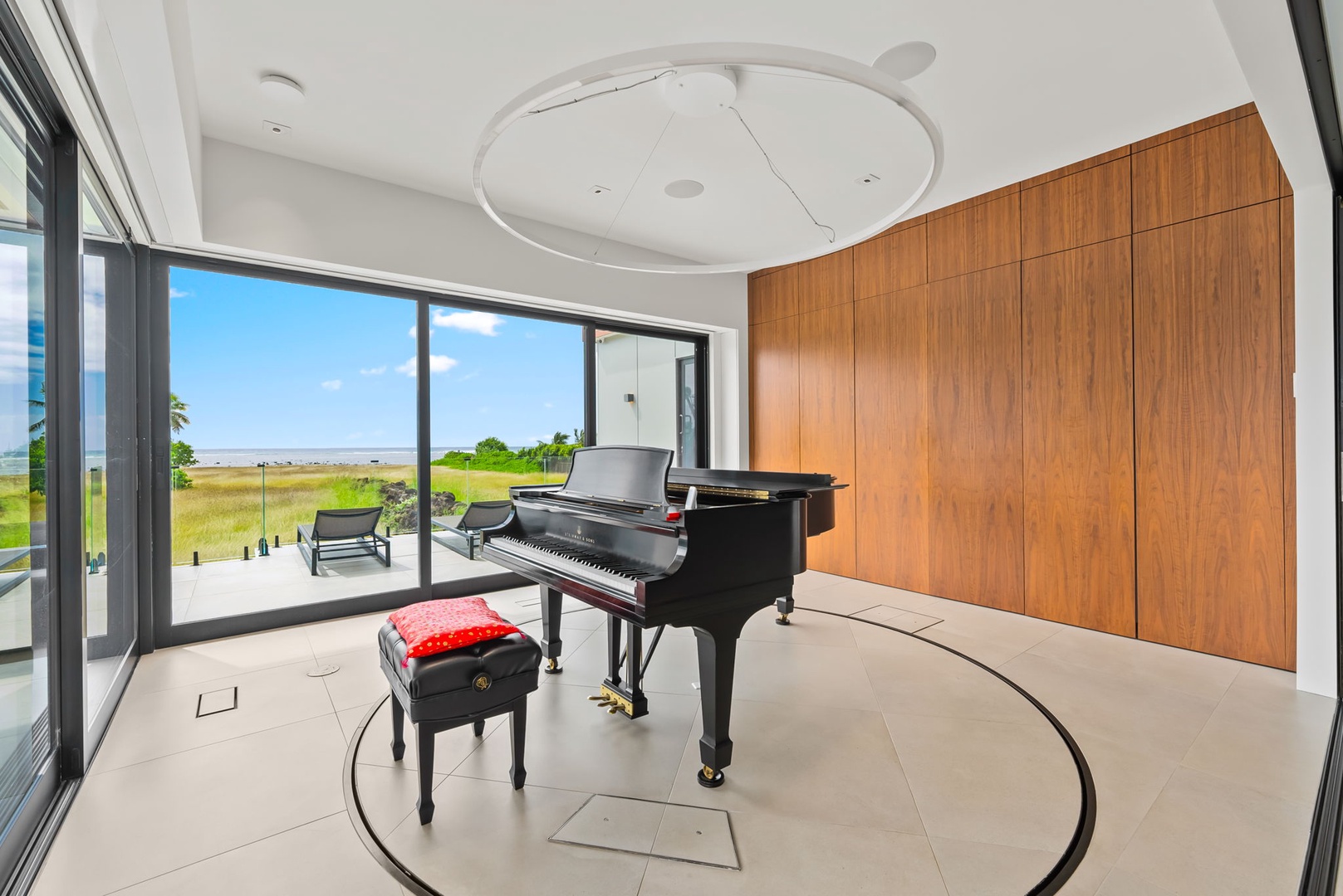 Honolulu Vacation Rentals, Ocean Villa Emilie - The music room's baby grand is a visual showpiece—refined design for those who appreciate rhythm and elegance.