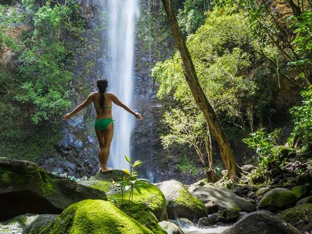 Hauula Vacation Rentals, Private Beach Paradise - A jungle waterfall within reach on an afternoon away from the beach.