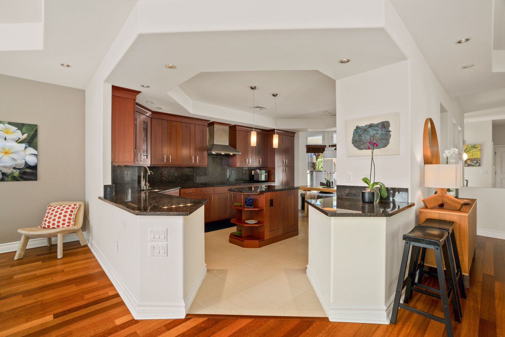 Princeville Vacation Rentals, Kaiulani #8 - Bar stools at both counters, so the cook never ends up working alone.