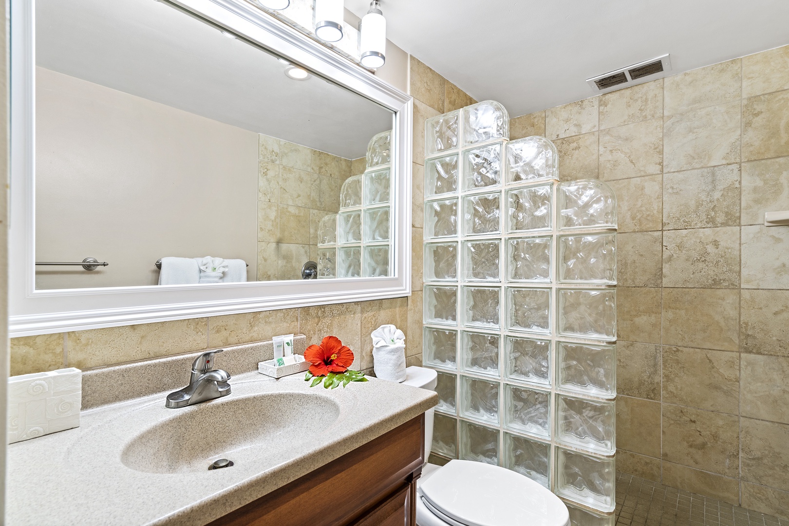 Kailua Kona Vacation Rentals, Sea Village 1105 - Attached primary bathroom with walk in shower