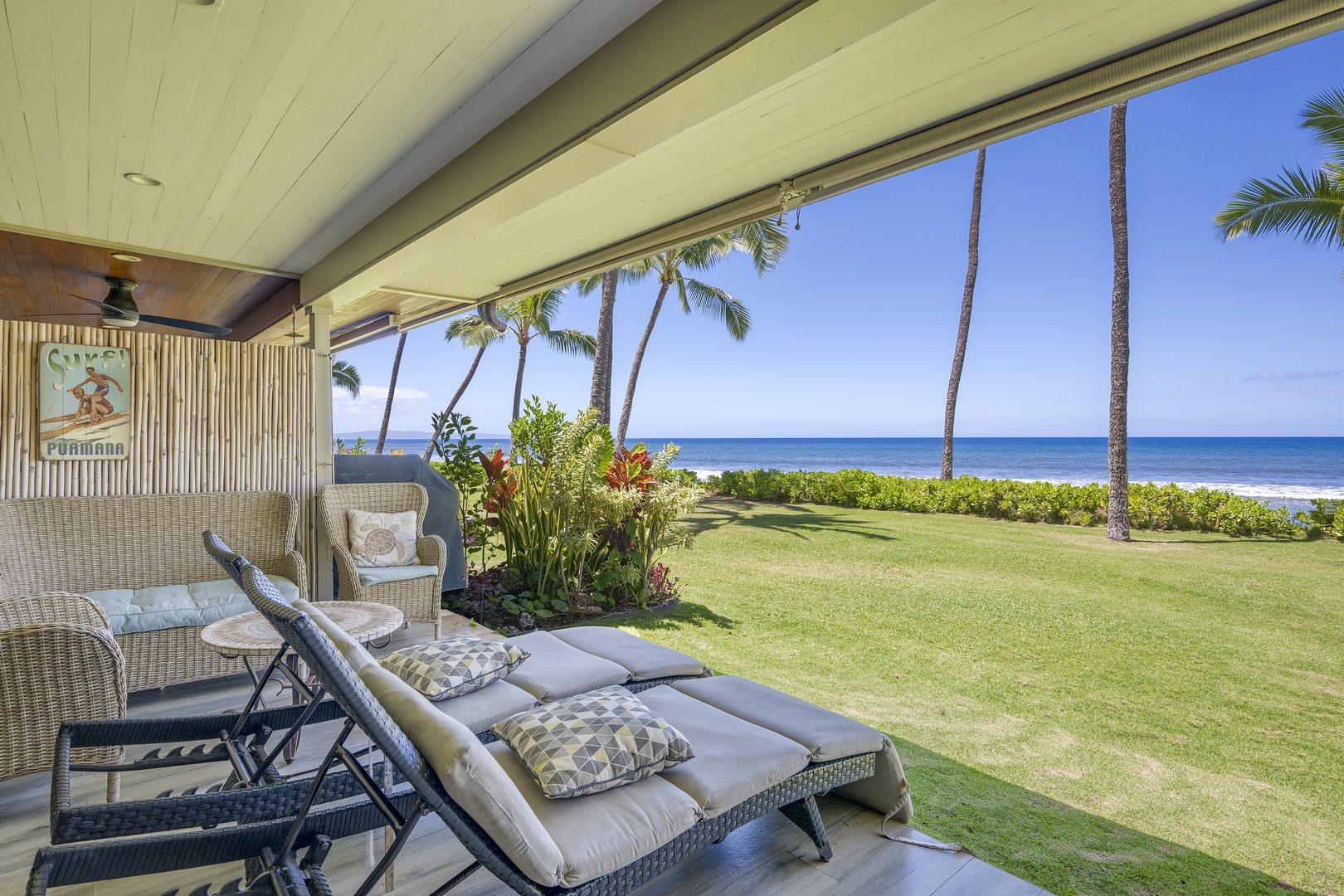 Lahaina Vacation Rentals, Puamana 240-3 - Lounge on the sun-kissed lawn while admiring the endless blue horizon.