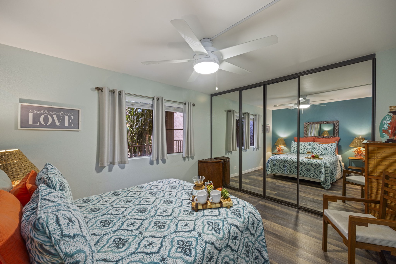 Kihei Vacation Rentals, Kihei Alii Kai C206 - Mirrored closet doors keep the bedroom bright and make it feel twice the size.