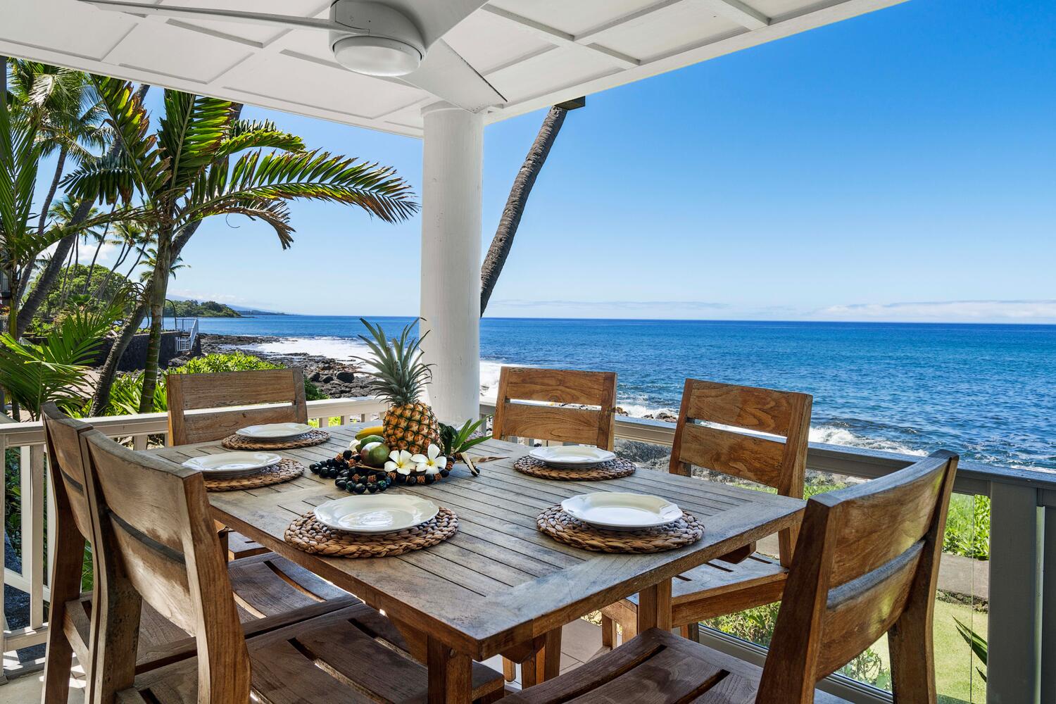 Kailua Kona Vacation Rentals, Hale Kai O'Kona #7 - Plan your day with a breakfast on the lanai.