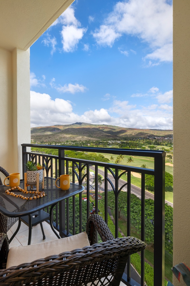 Kapolei Vacation Rentals, Ko Olina Beach Villas O1105 - The mountain views from the primary lanai for your morning coffee.