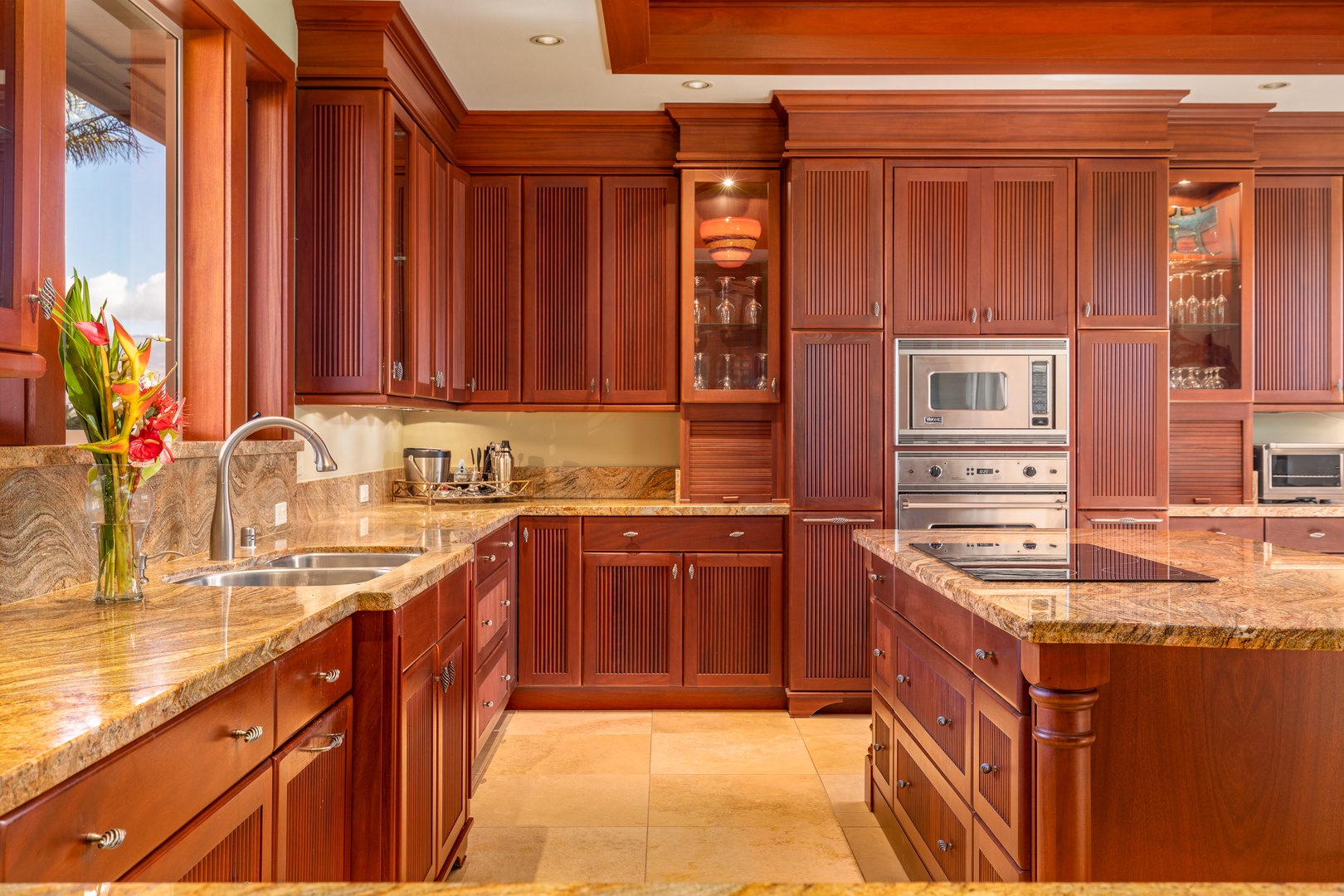 Kamuela Vacation Rentals, Champion Ridge Home - Create island-inspired meals with ease in the gourmet kitchen featuring high-end appliances and elegant finishes.