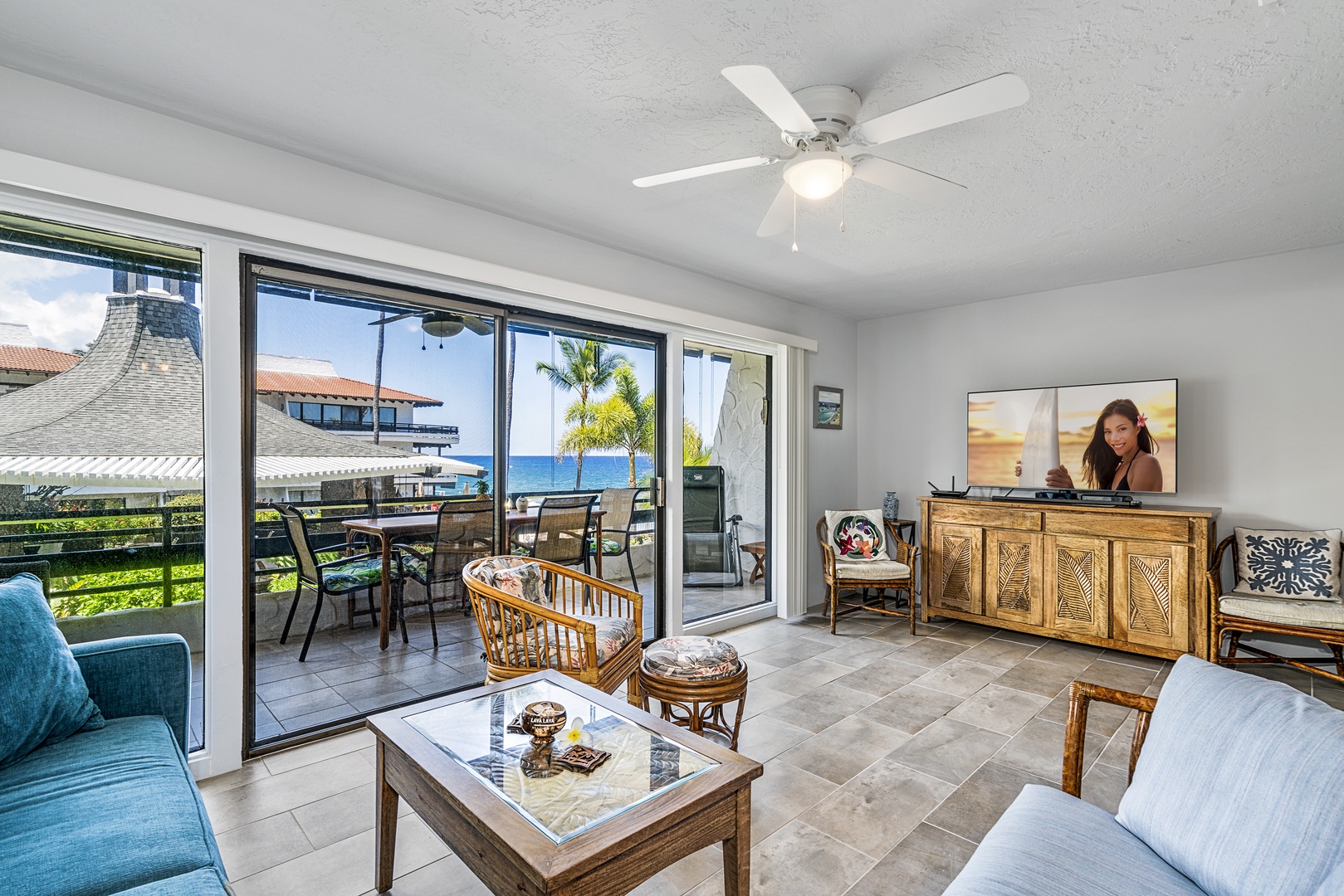 Kailua Kona Vacation Rentals, Casa De Emdeko 235 - Comfortable living room with central A/C and Smart TV