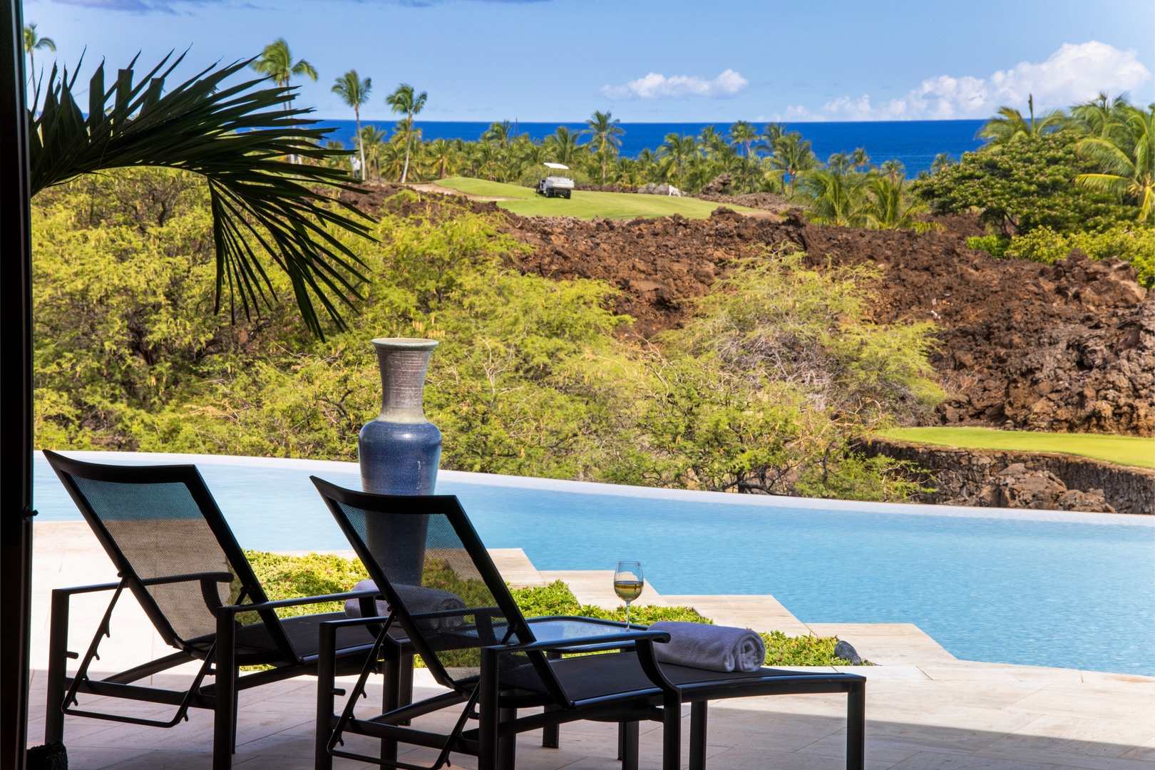 Kamuela Vacation Rentals, Champion Ridge 7 - Sip and unwind poolside while soaking in views of lava fields and tropical coastline.