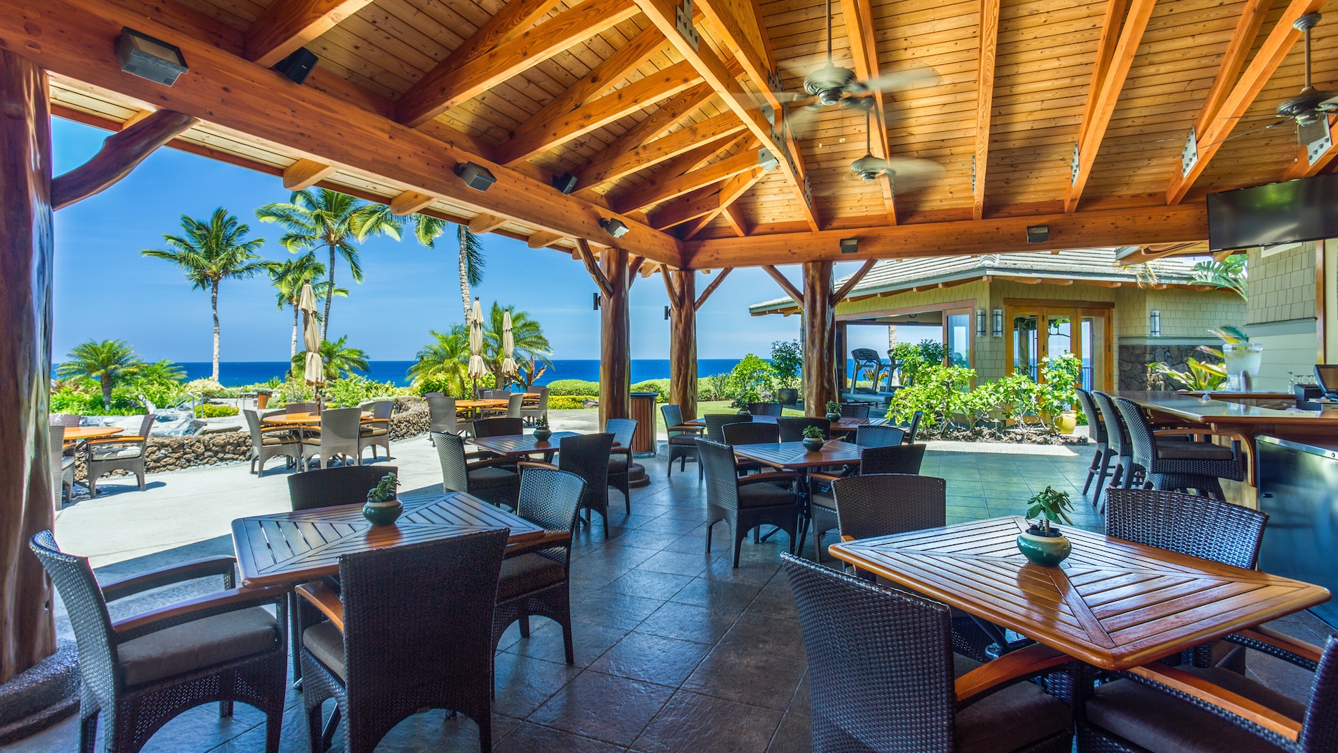 Waikoloa Vacation Rentals, 3BD Hali'i Kai (12G) at Waikoloa Resort - More seating options and views at Hali'i Kai Resort's private Ocean Club Bar & Grille