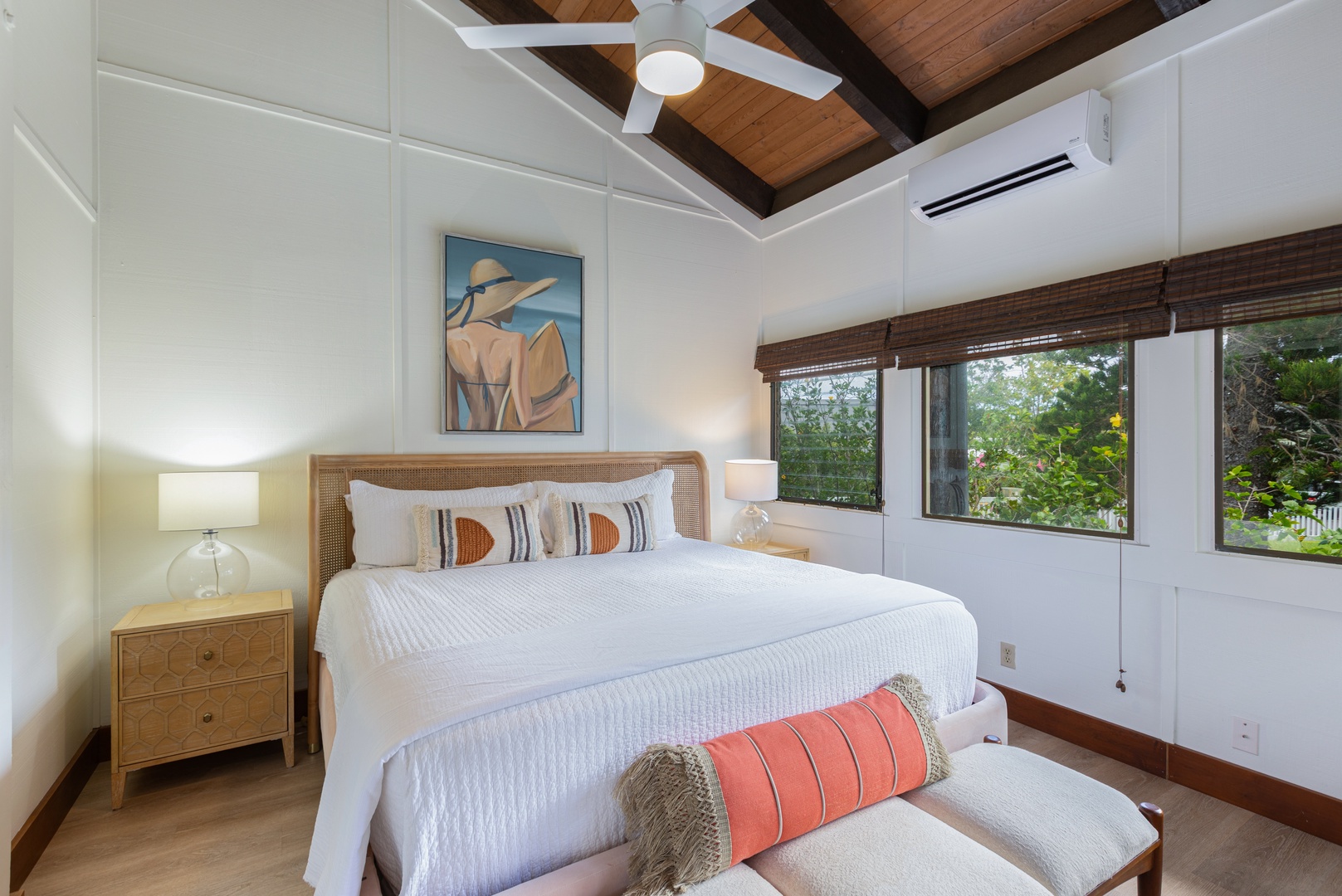 Princeville Vacation Rentals, Mauna Kai 11 - With soaring ceilings and exposed beams, the primary bedroom is a bright and airy retreat for guests of all ages.