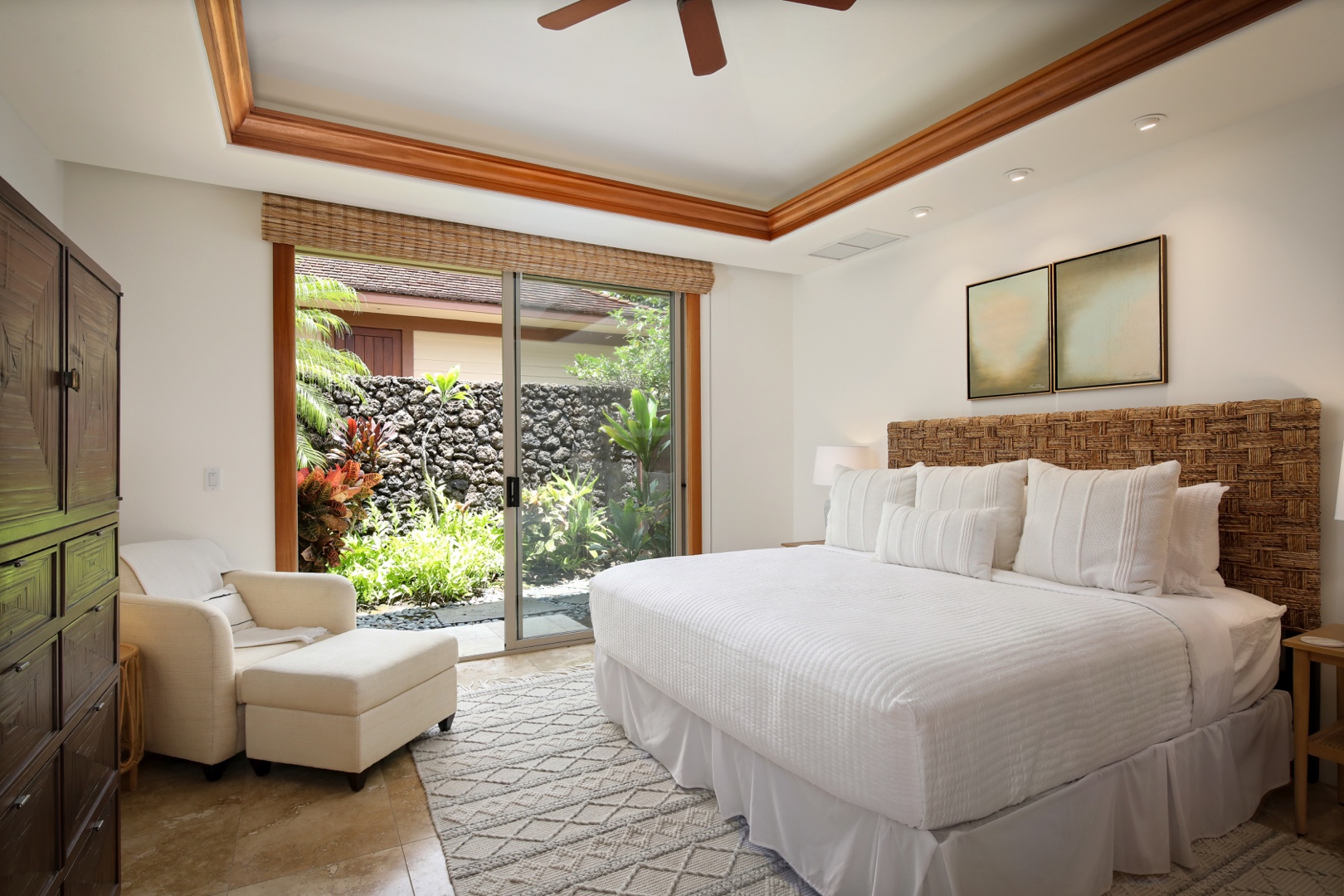 Kailua Kona Vacation Rentals, 4BD Pakui Street (147) Estate Home at Four Seasons Resort at Hualalai - Guest Suite #4 w/king bed, television, en suite bath and private entrance off the interior walkway.