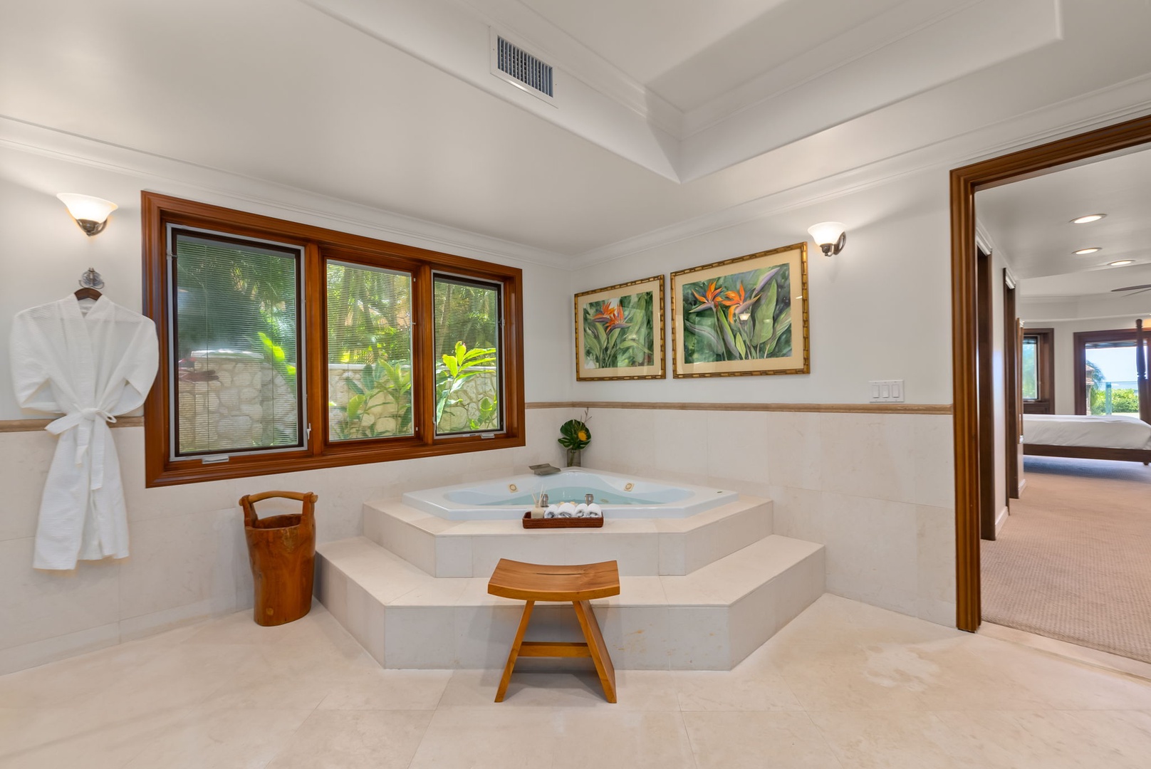 Honolulu Vacation Rentals, Maunalua Estate - Unwind beside the soaking tub as soft natural light and garden views create a calming retreat.