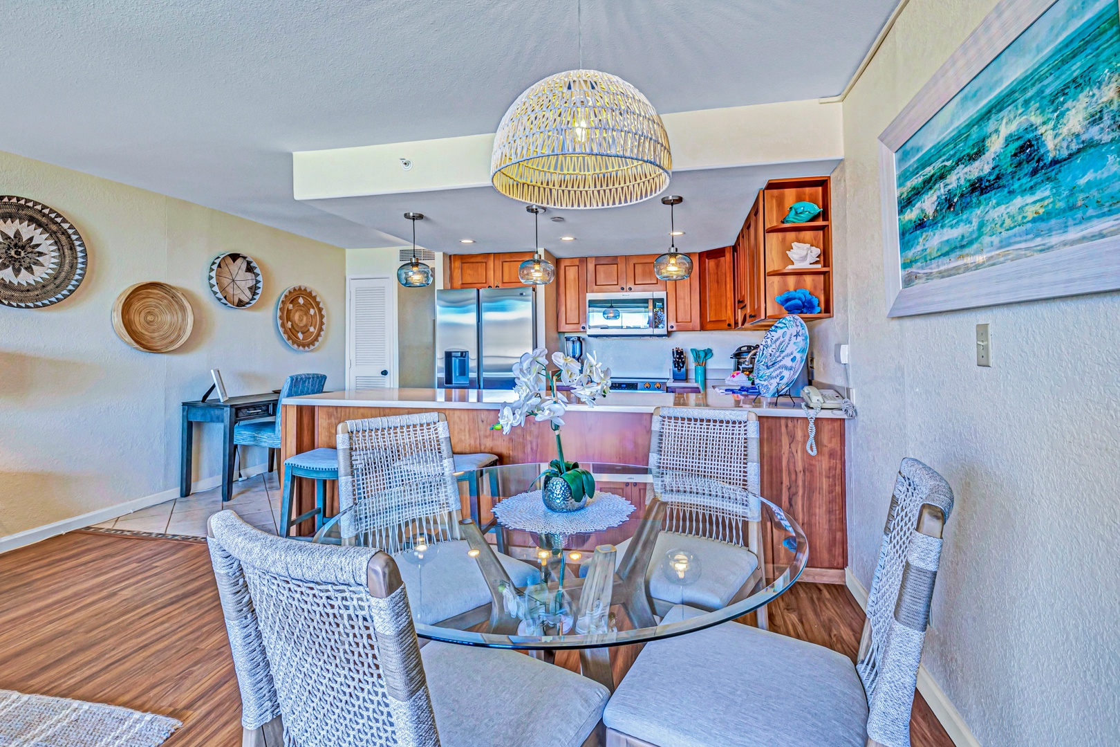 Lahaina Vacation Rentals, Kaanapali Shores 746 - The dining area at Kaanapali Shores 746 offers seating for four, bathed in natural light from nearby windows.