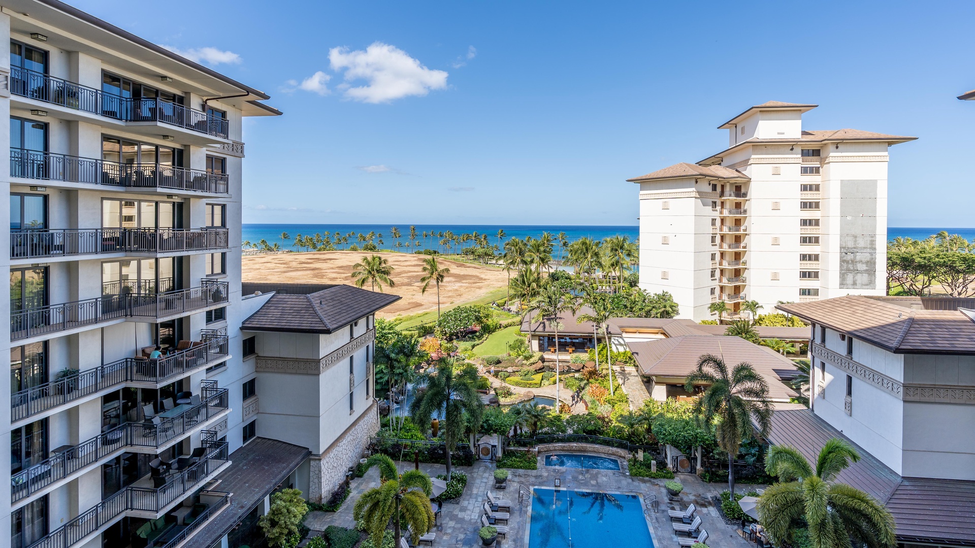 Kapolei Vacation Rentals, Ko Olina Beach Villas O704 - Ocean and Pool View from the Lanai