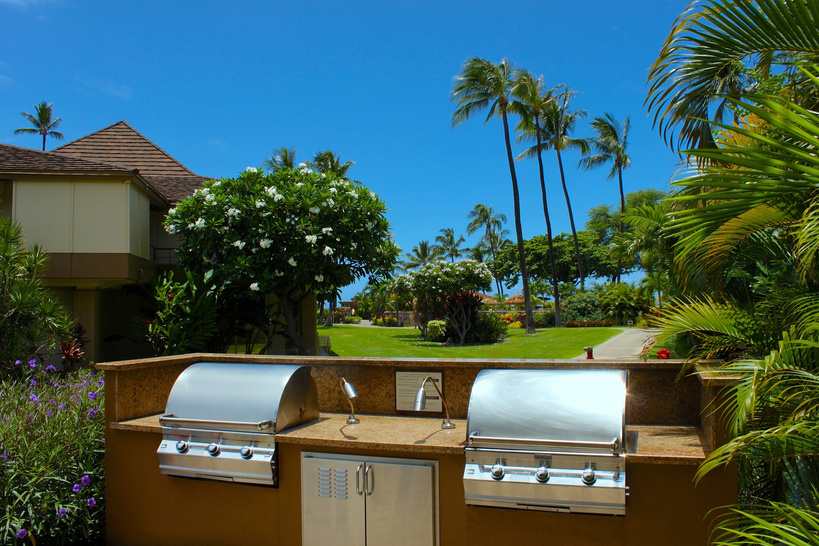 Lahaina Vacation Rentals, Maui Kaanapali Villas 292 - Grill under the lights at Maui Kaanapali Villas 292’s BBQ area—perfect for evening meals.