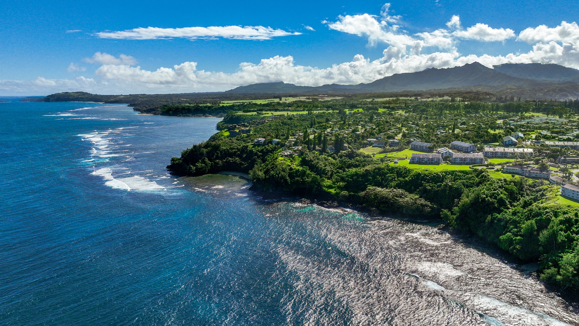 Princeville Vacation Rentals, Alii Kai 7201 - Aerial shot of the area with beautiful Hawaii coastline.