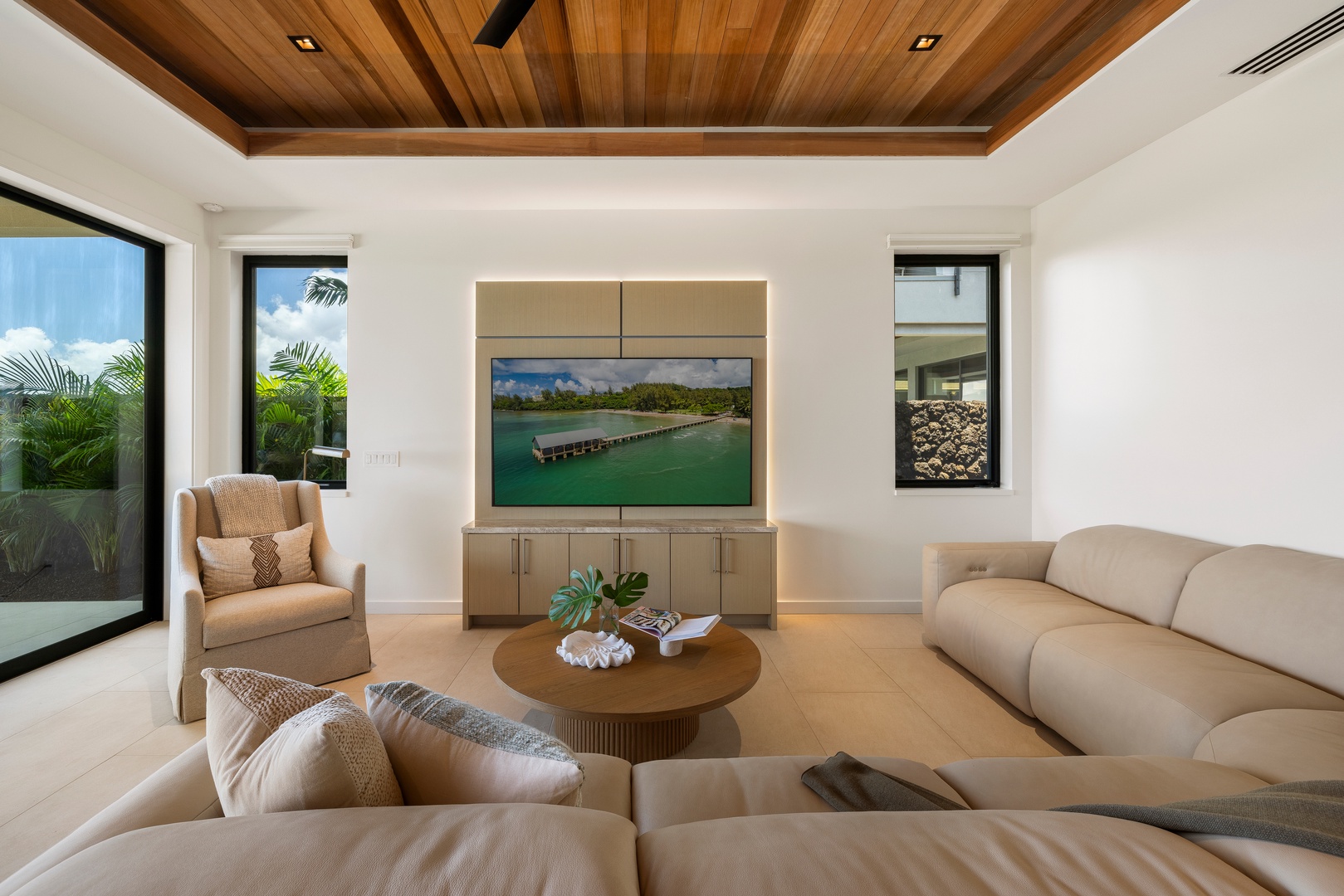 Kamuela Vacation Rentals, 6BD Mauna Lani Lux Golf Estate (5) at One Ocean - An easy lounge where the day slows down after the beach.