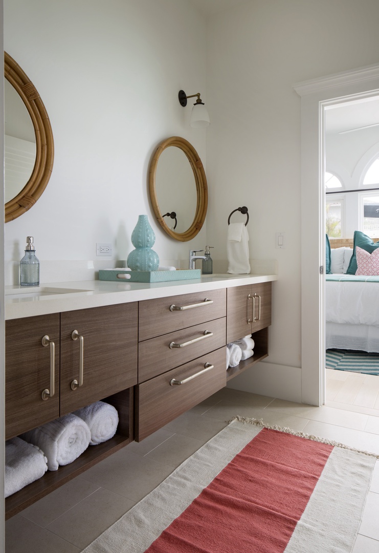Kailua Vacation Rentals, The Villa at Wailea Point* - Ensuite bathroom with dual vanities makes getting ready for the day a breeze.