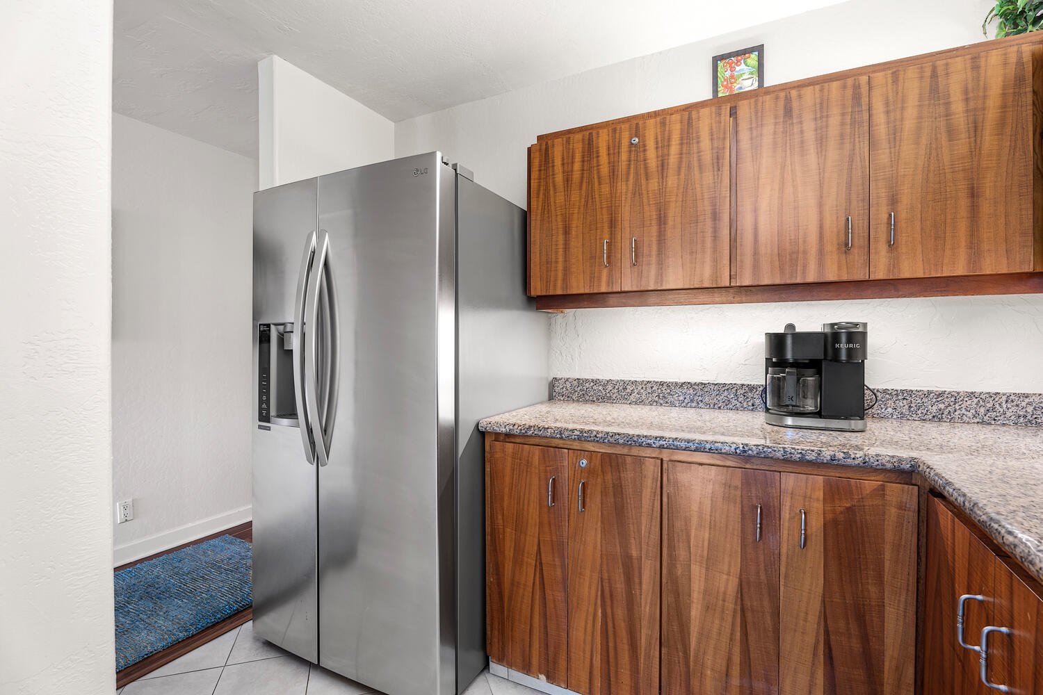 Kailua Kona Vacation Rentals, Kanaloa at Kona 3304 - Stainless steel fridge and coffee station to start your day right in paradise.