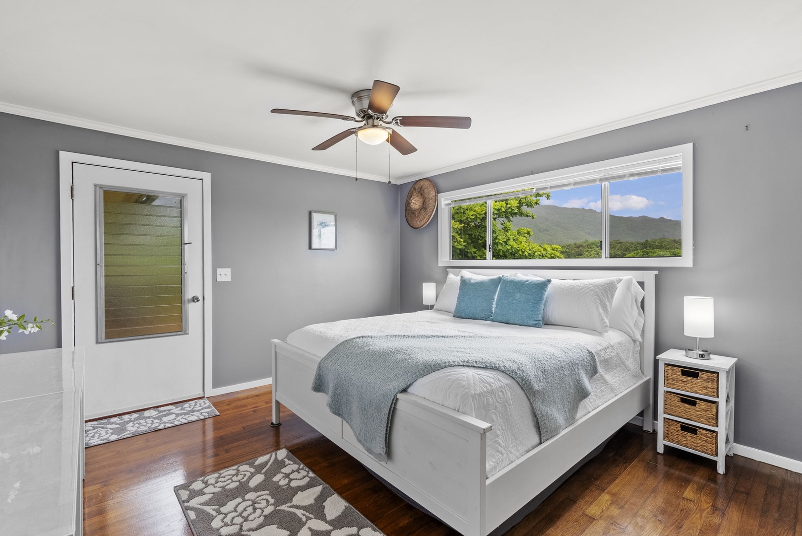 Hauula Vacation Rentals, Mau Loa Hale - Guest bedroom with access to deck