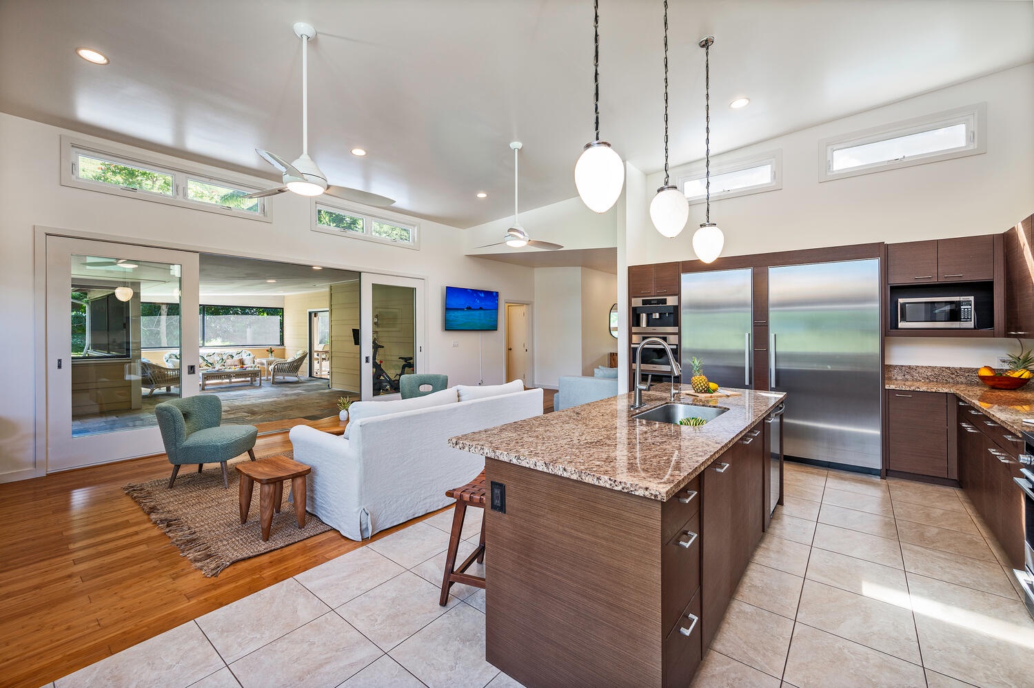 Kailua Vacation Rentals, Hale Honi La - Chefs Kitchen with open floor plan.