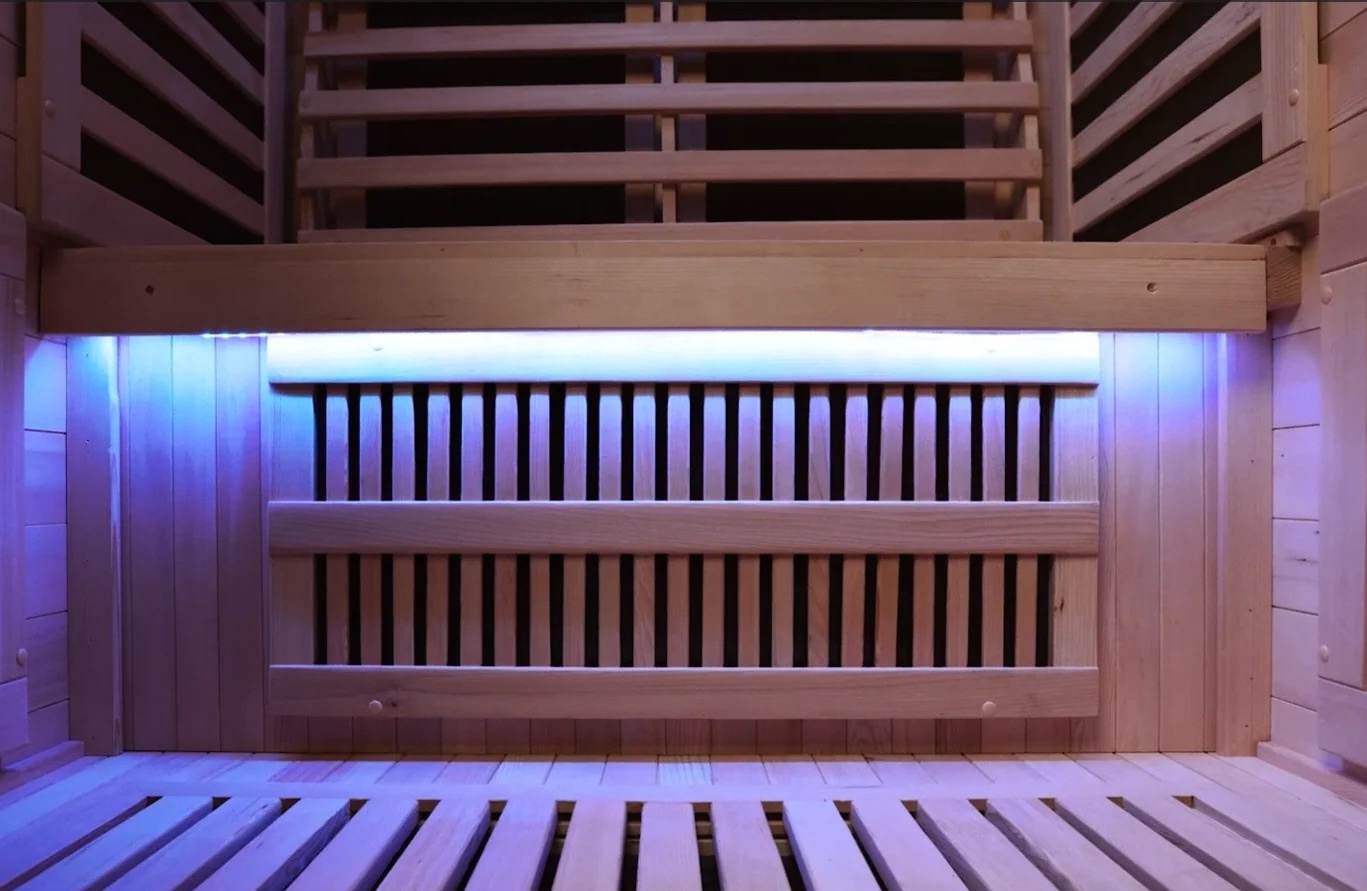 Hauula Vacation Rentals, Private Beach Paradise - Warm wood and low light inside the infrared sauna, waiting at the end of the day.
