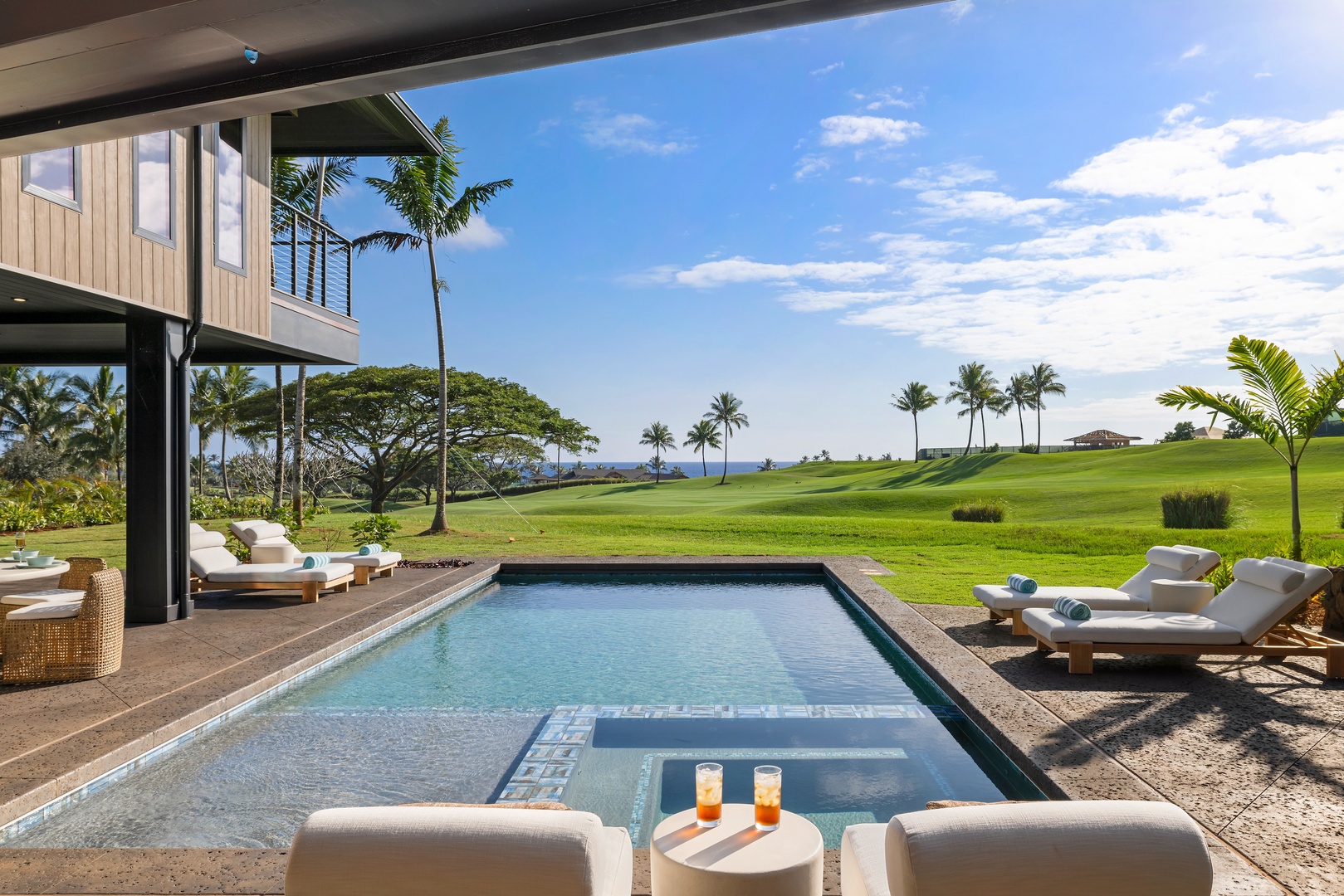 Koloa Vacation Rentals, Hale o ka Nene - Enjoy a serene swim framed by golf course vistas and swaying palms, a true island escape moment.