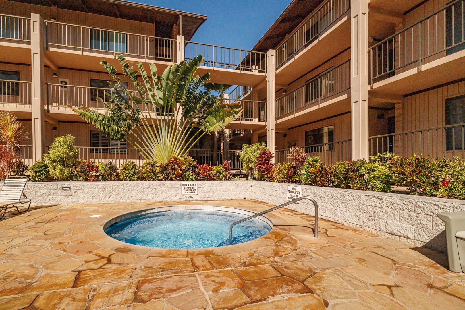 Kihei Vacation Rentals, Kihei Alii Kai C206 - Ease into the hot tub after a day in the water, palms closing in overhead.