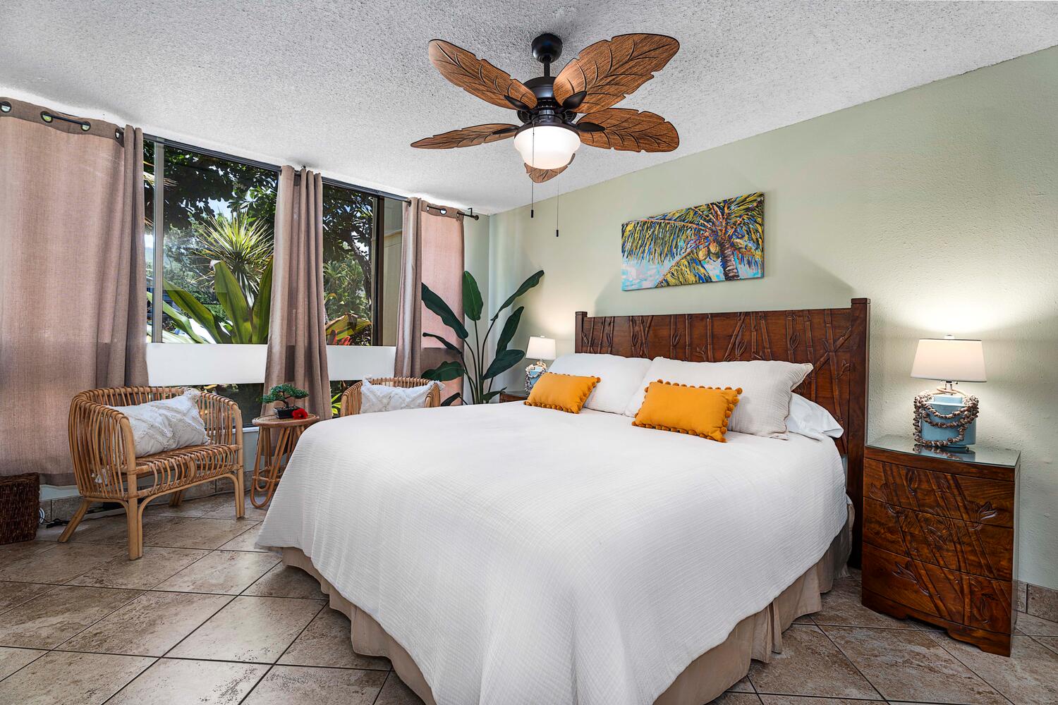 Kailua Kona Vacation Rentals, Keauhou Kona Surf & Racquet 1104 - Inviting guest suite with expansive glass walls, bringing stunning outdoor views right to your bedside.