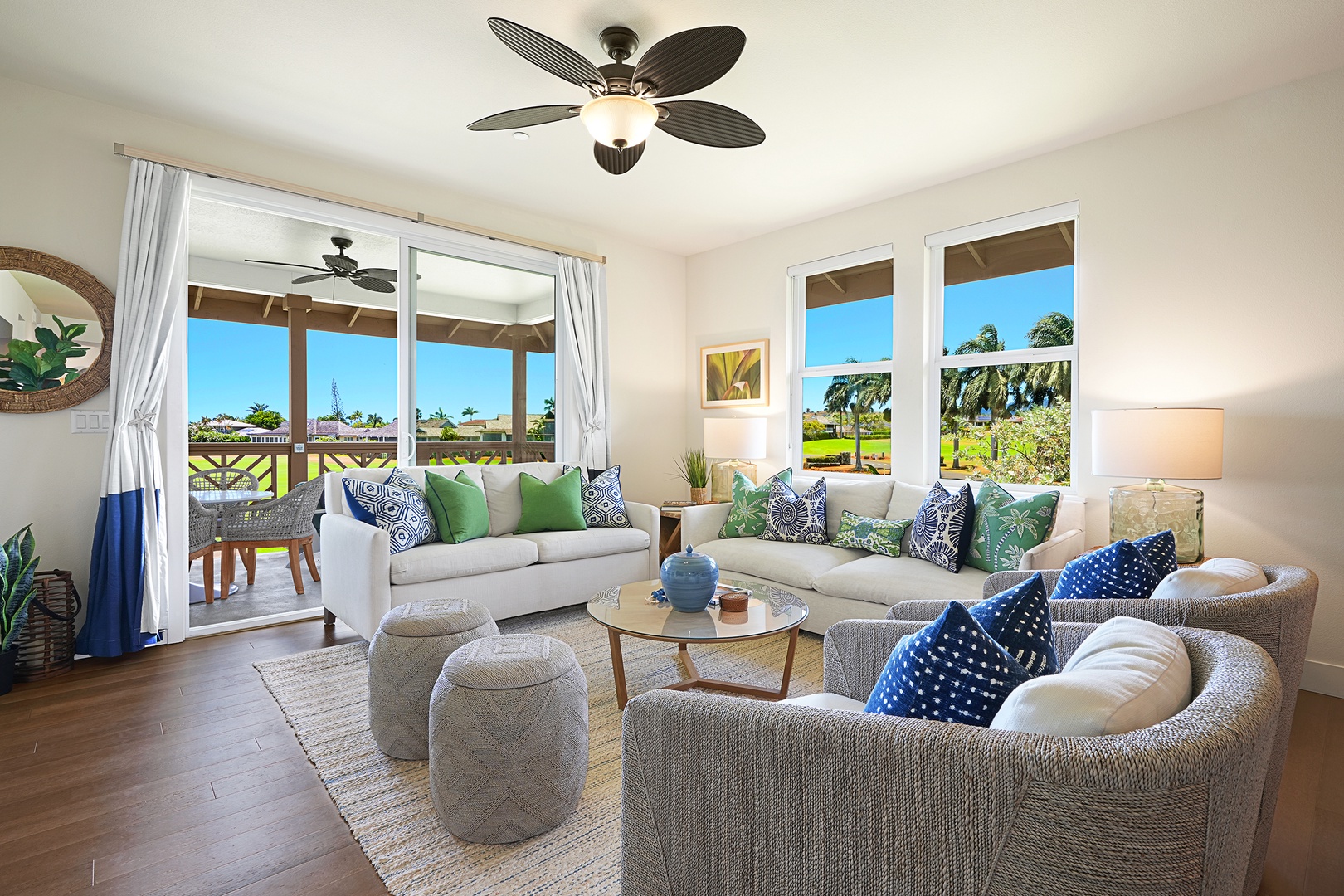 Koloa Vacation Rentals, Pili Mai 6K - Living room with golf course views