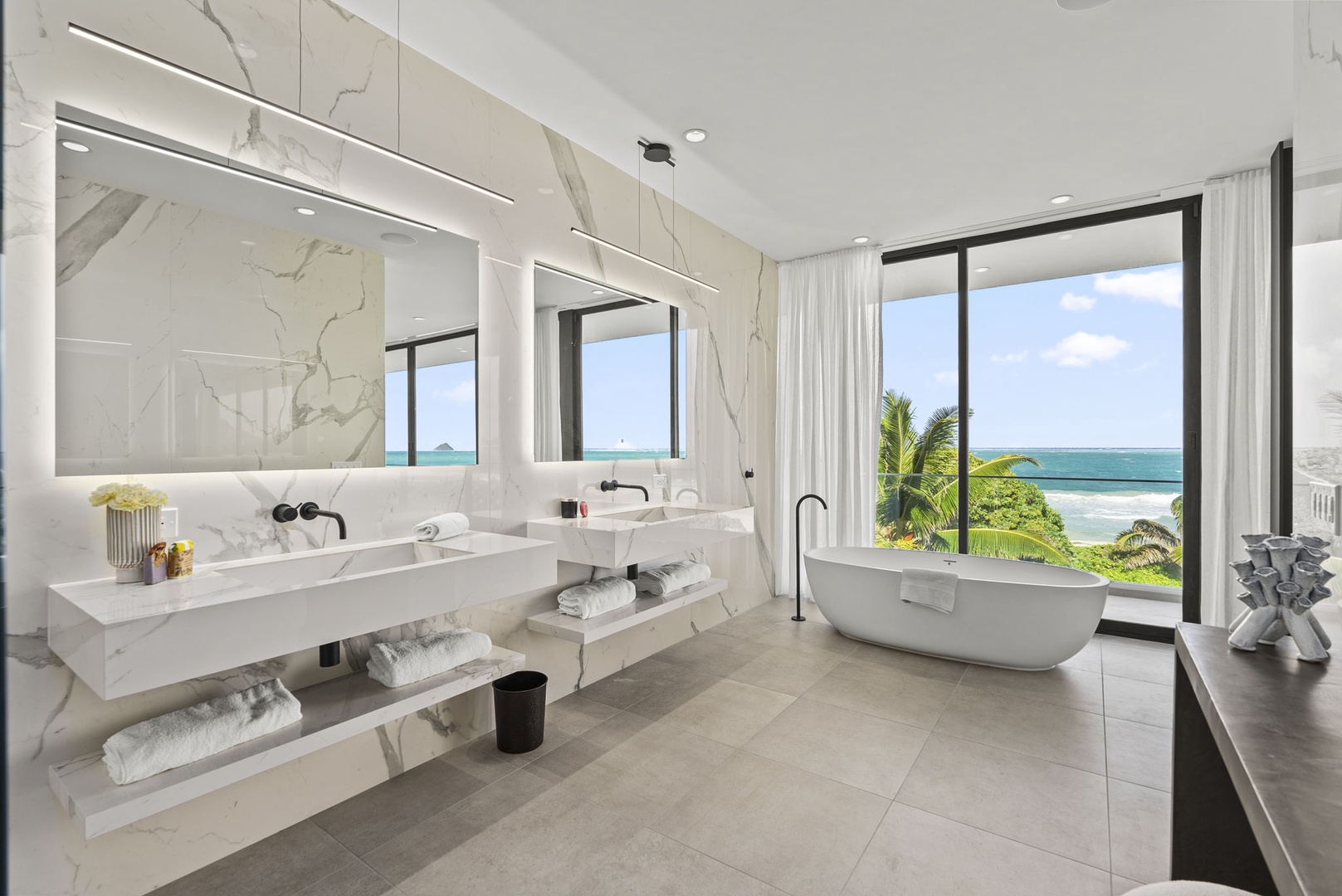 Kailua Vacation Rentals, Kailua Beach Escape - Begin and end each day in a spa-inspired bath filled with light and coastal views.
