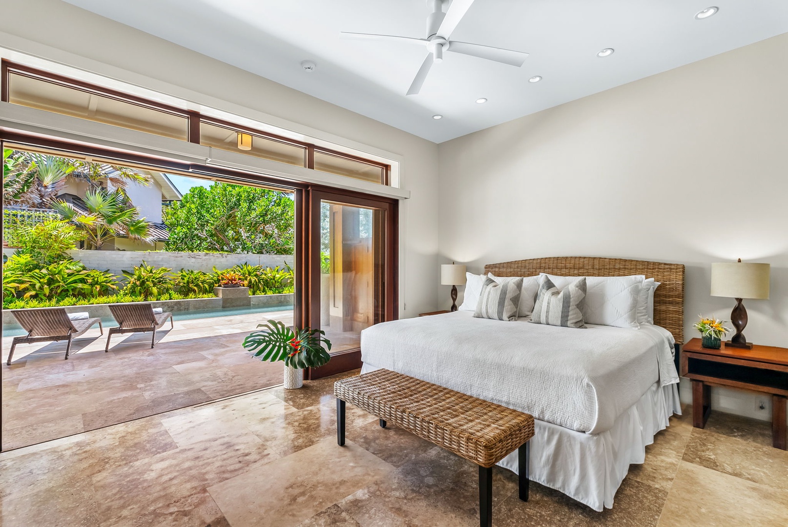 Kailua Vacation Rentals, Makalei - The fourth guest suite features direct access to the lanai, a TV and a split AC.