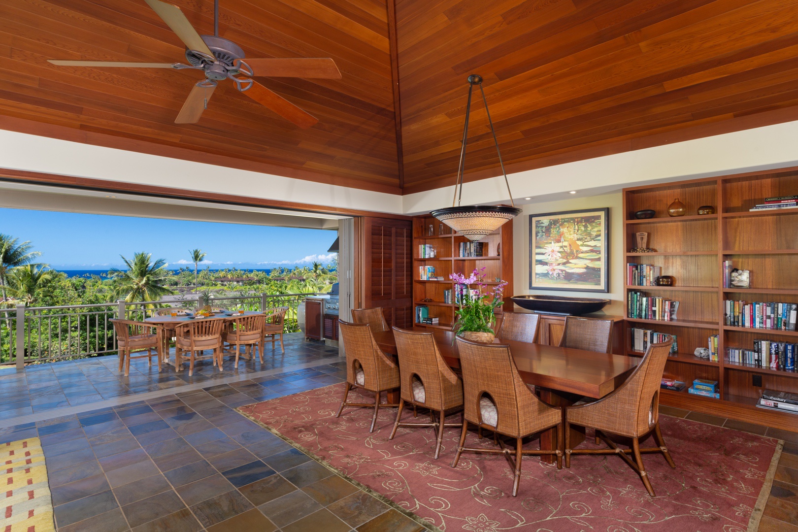 Kailua Kona Vacation Rentals, 3BD Ke Alaula Villa (210A) at Four Seasons Resort at Hualalai - Closer view of formal dining table for 8, ideal for group gatherings.