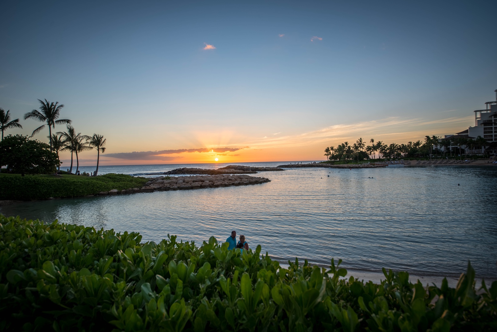 Kapolei Vacation Rentals, Ko Olina Beach Villas O414 - A Sunset Over the private Ko Olina lagoon