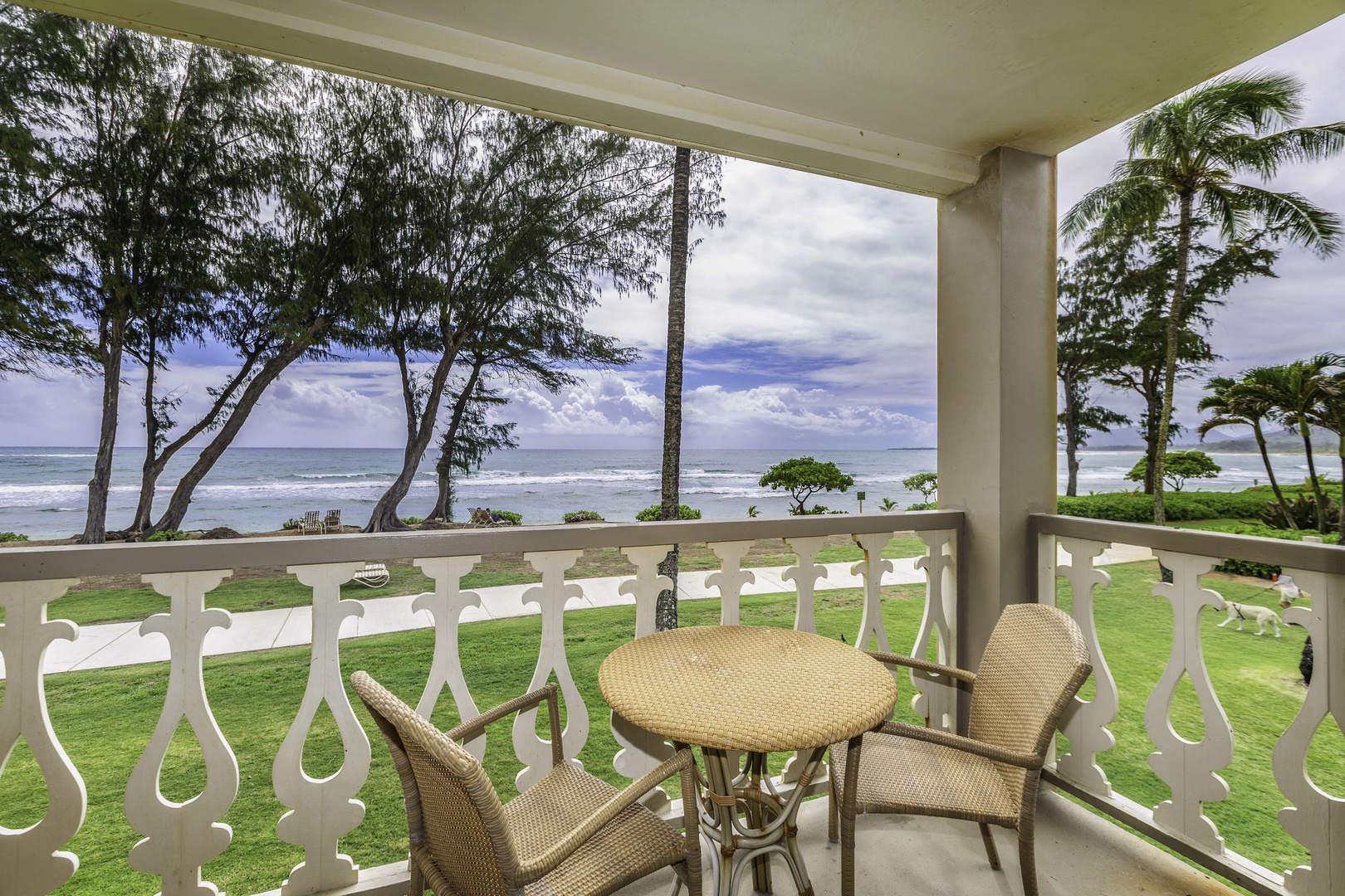 Kapa'a Vacation Rentals, Islander on the Beach #232 - Enjoy your morning coffee on the lanai.