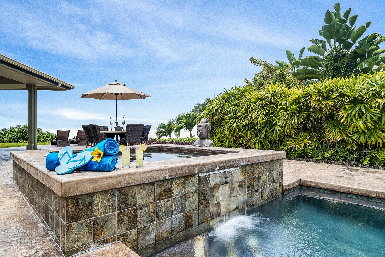 Kailua Kona Vacation Rentals, Sunset Hale - Relaxation is redefined—soak in the spa, then float into the refreshing lap pool beyond.