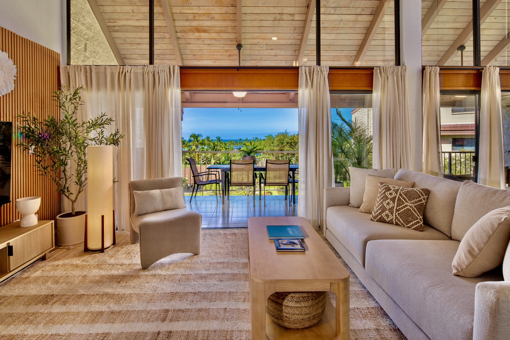 Kailua Kona Vacation Rentals, Keauhou Kai C301 - The sofa sits next to the open sliders, so the view is the first thing you look at.