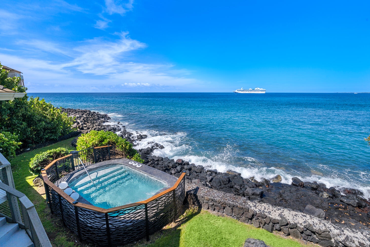 Kailua-Kona Vacation Rentals, Hale Kope Kai - Unmatched oceanfront location—soak in your spa while whales breach and waves crash below.