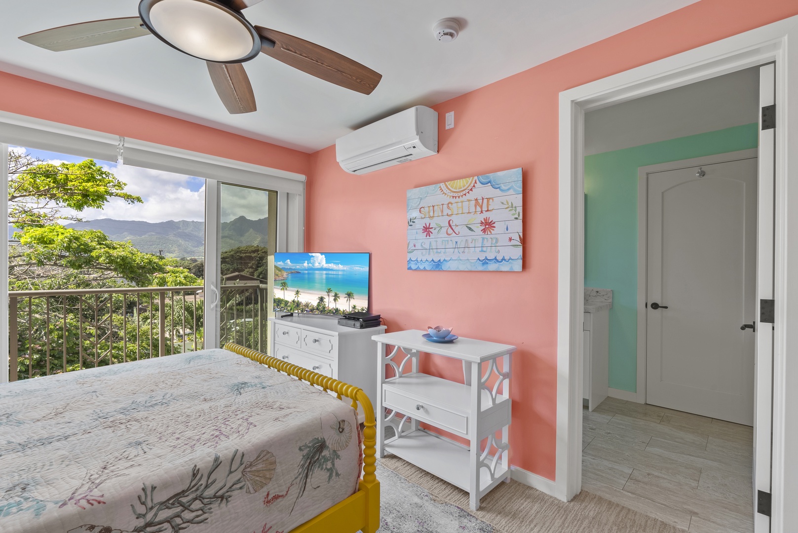 Waialua Vacation Rentals, Waialua Beachfront Estate - Mountain views from the Guest bedroom