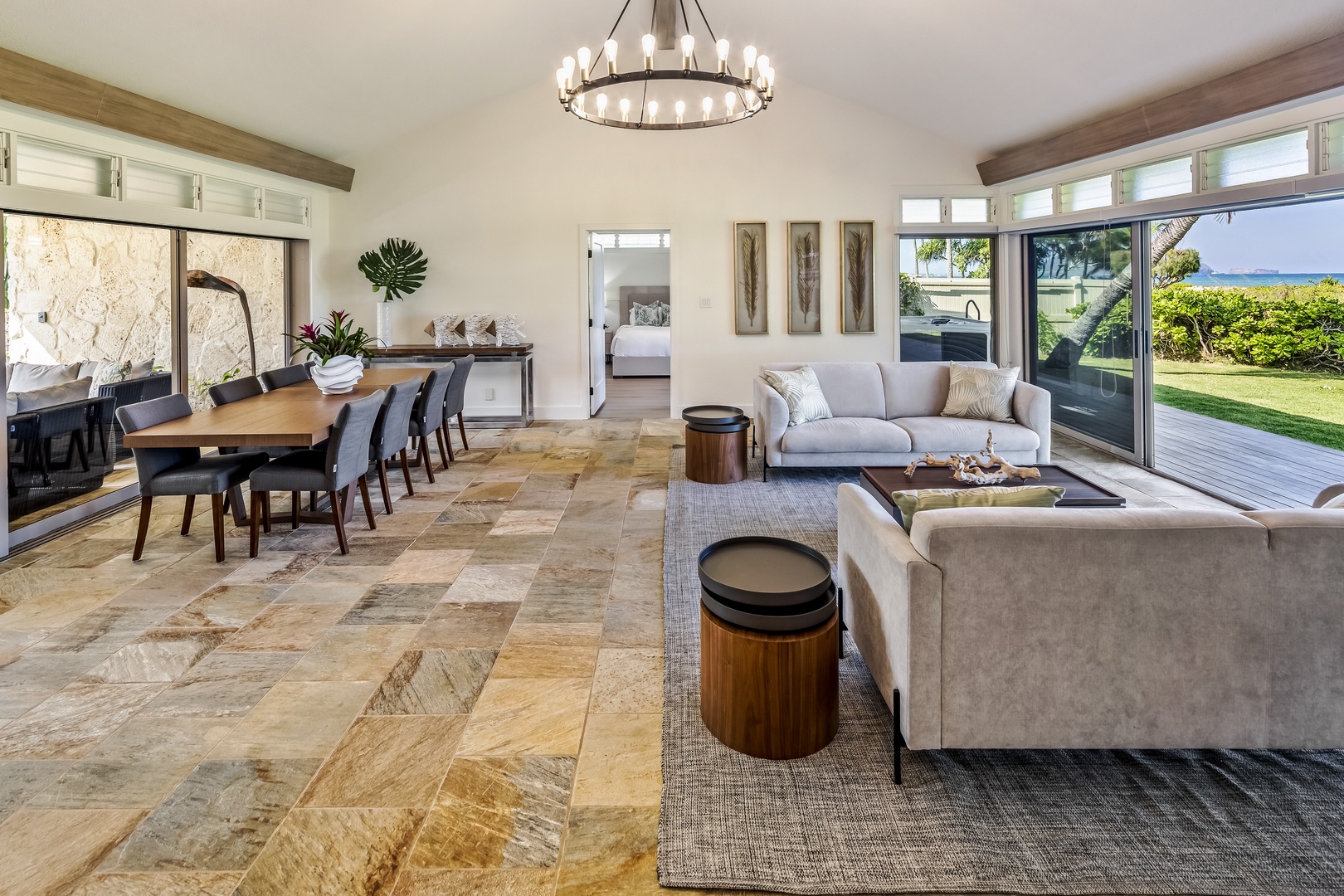 Kailua Vacation Rentals, Na Makana Villa - The Primary Bedroom is located just past the main living and dining areas